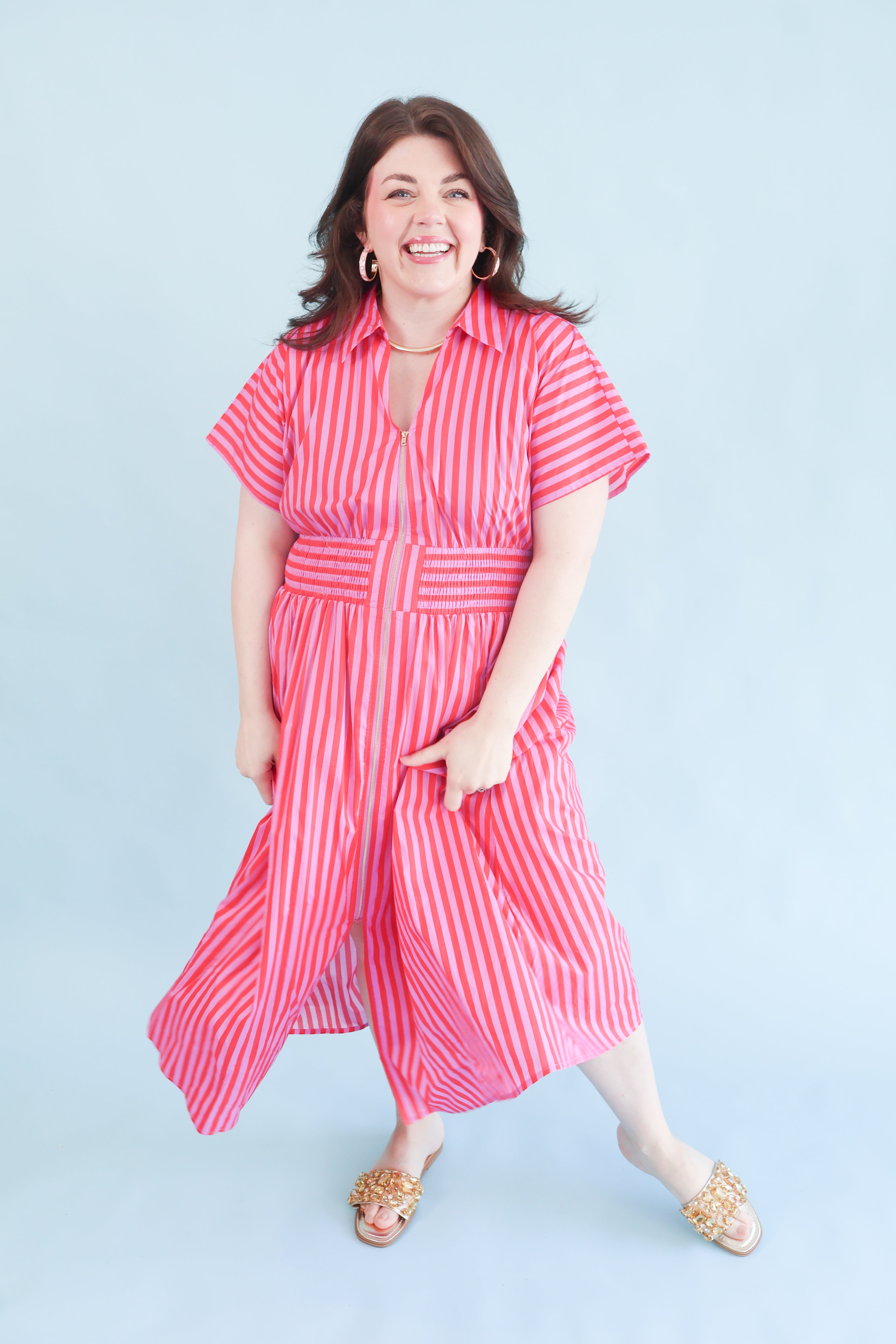 Plus Size Sunset Stripe Zip
