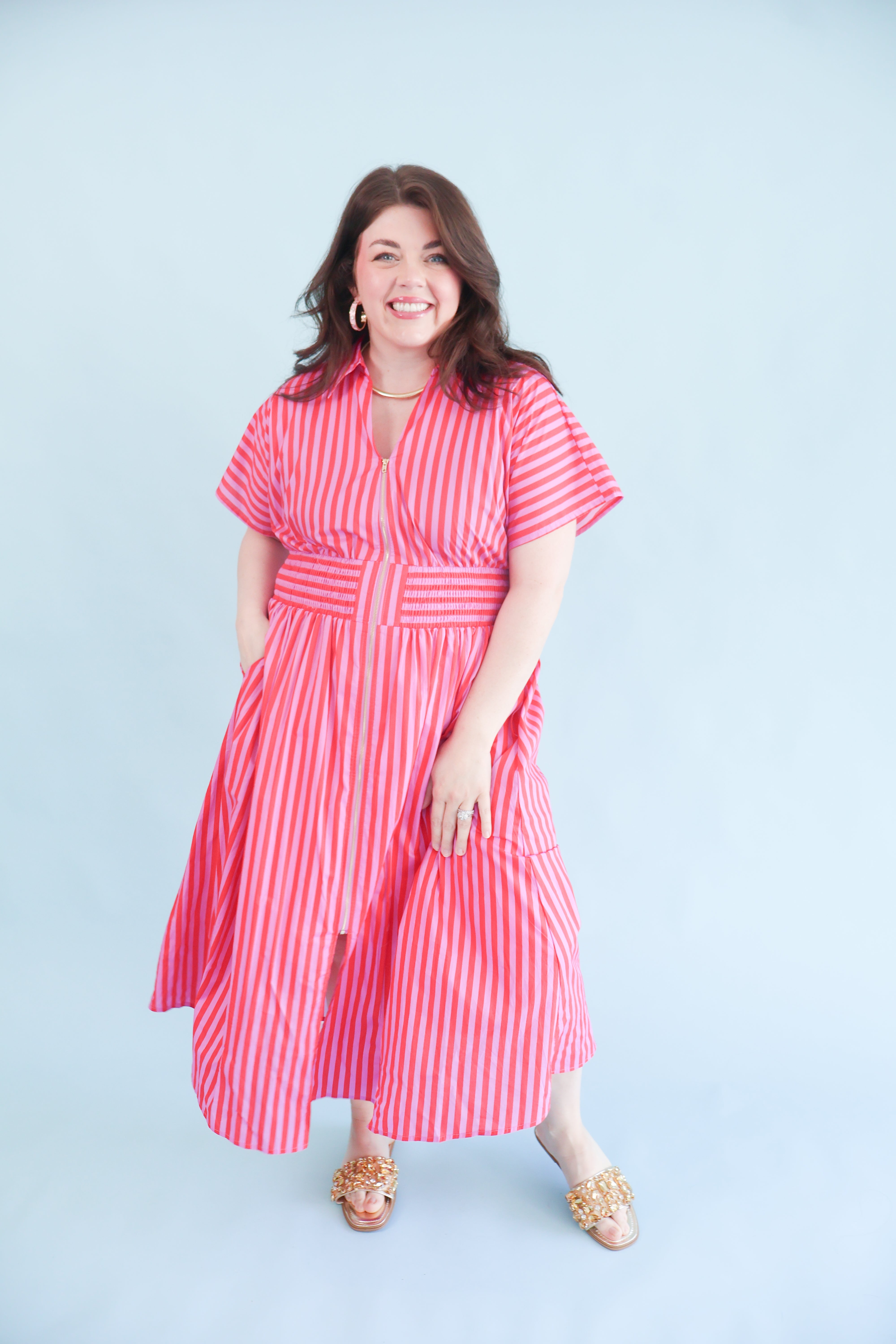 Plus Size Sunset Stripe Zip