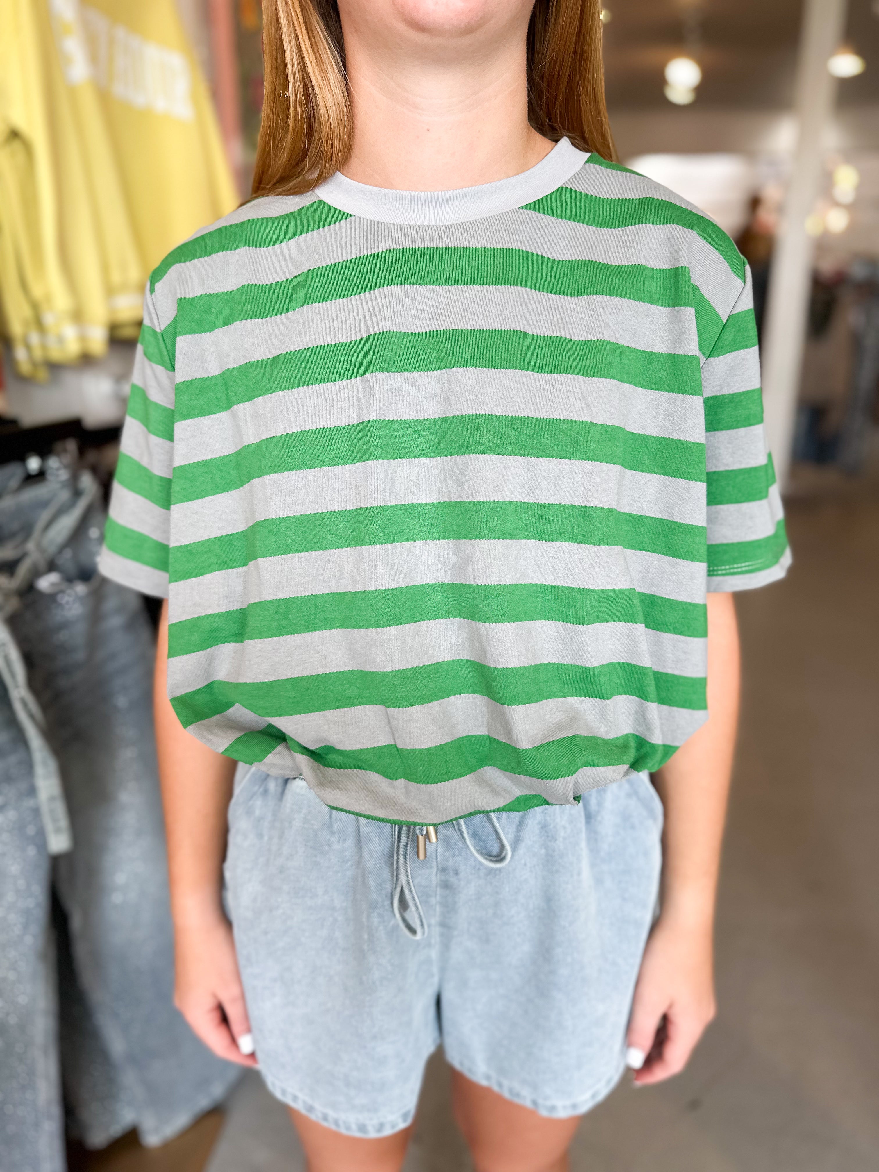 Cropped Bubble Stripe Tee