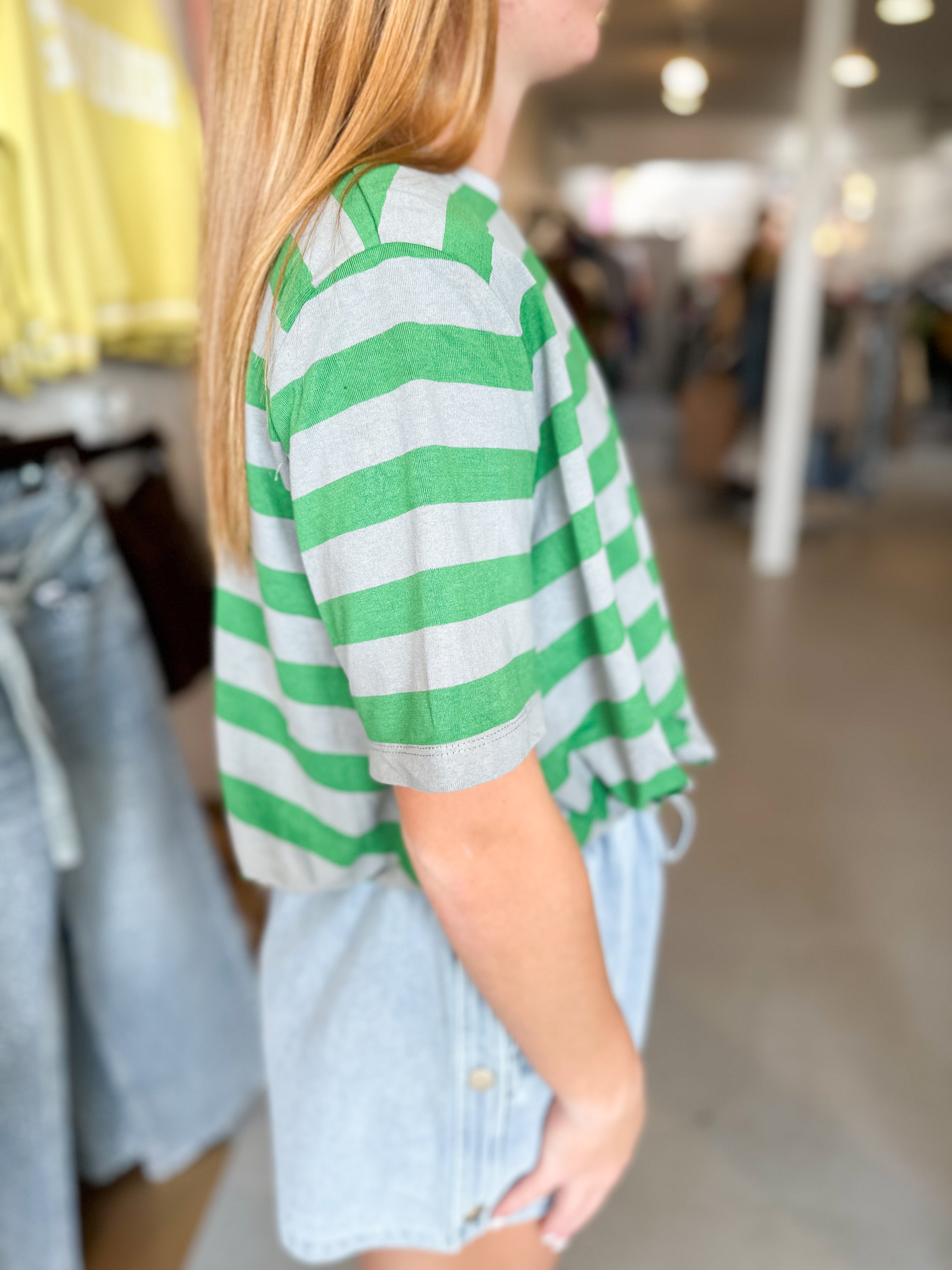 Cropped Bubble Stripe Tee