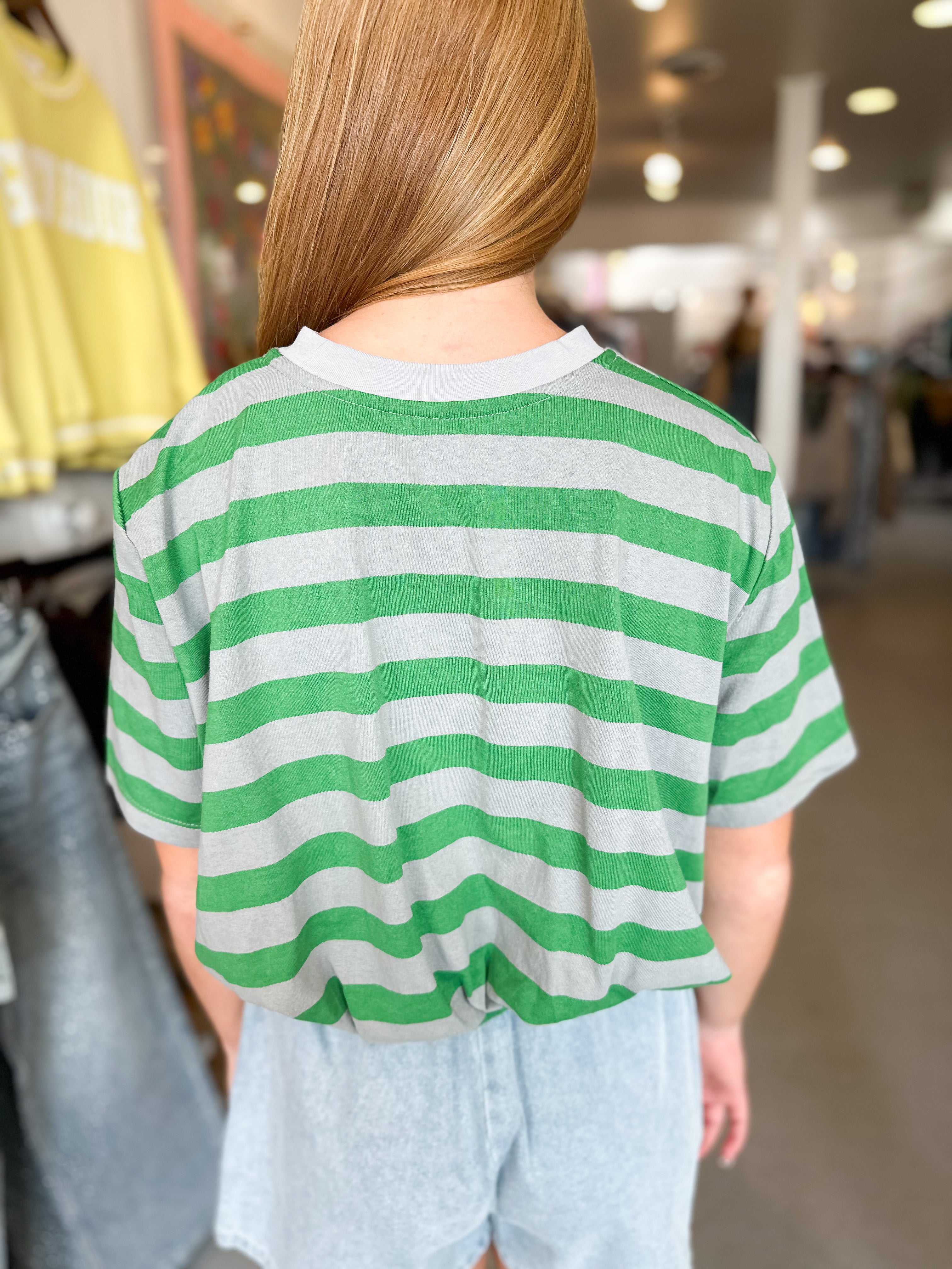 Cropped Bubble Stripe Tee