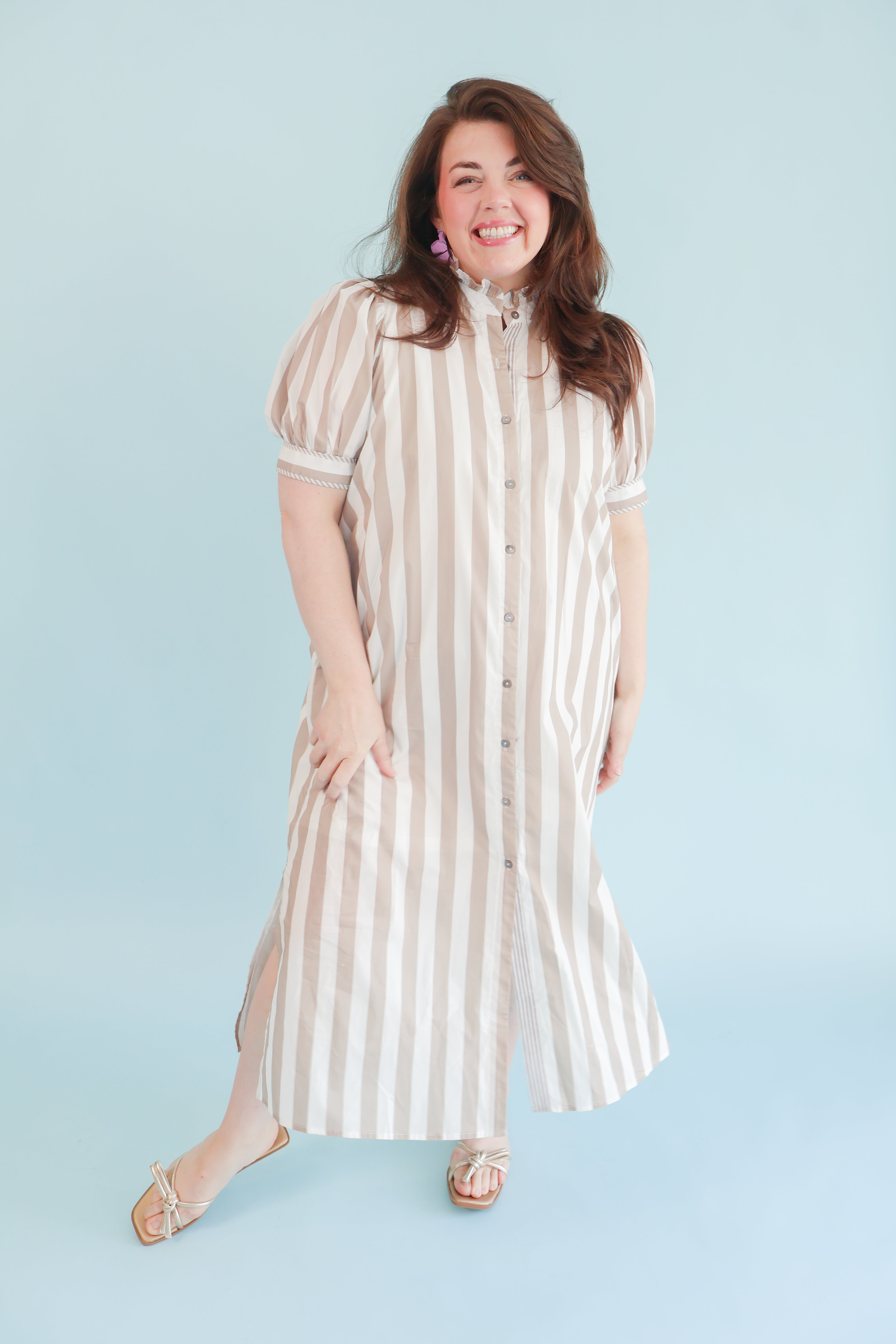 Plus Size Sandstone Stripe Dress
