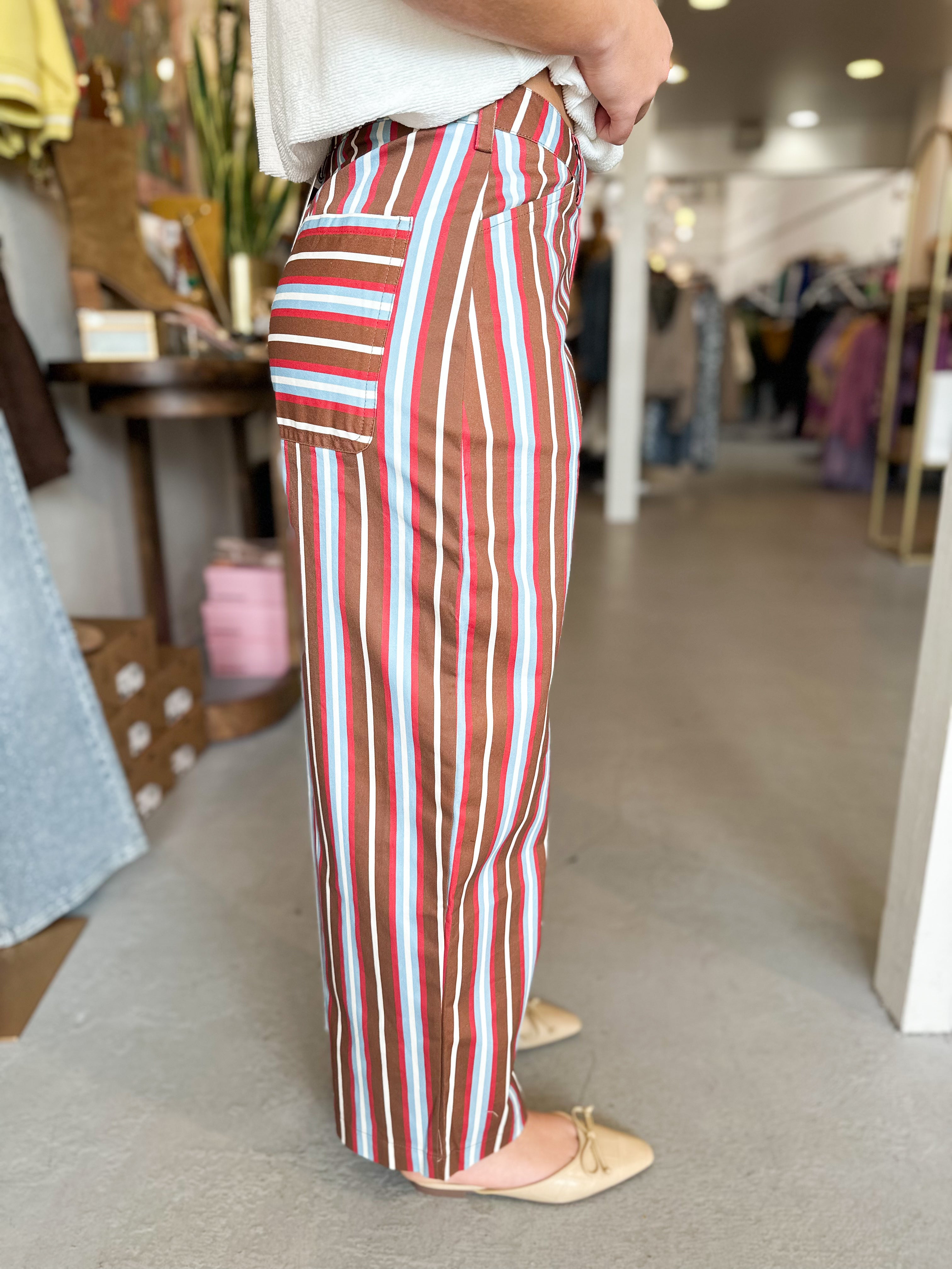 Barrel Leg Stripe Pants