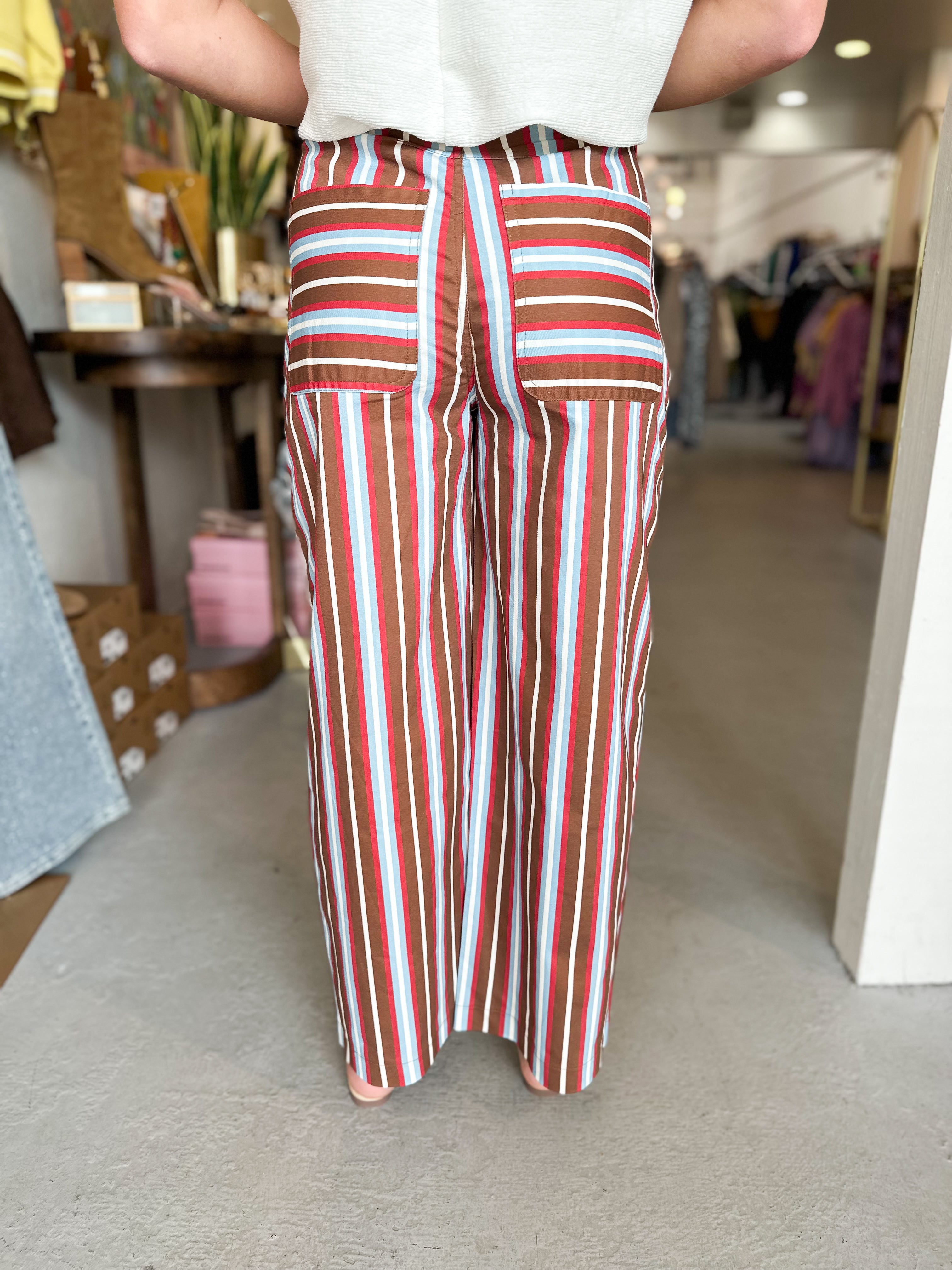 Barrel Leg Stripe Pants