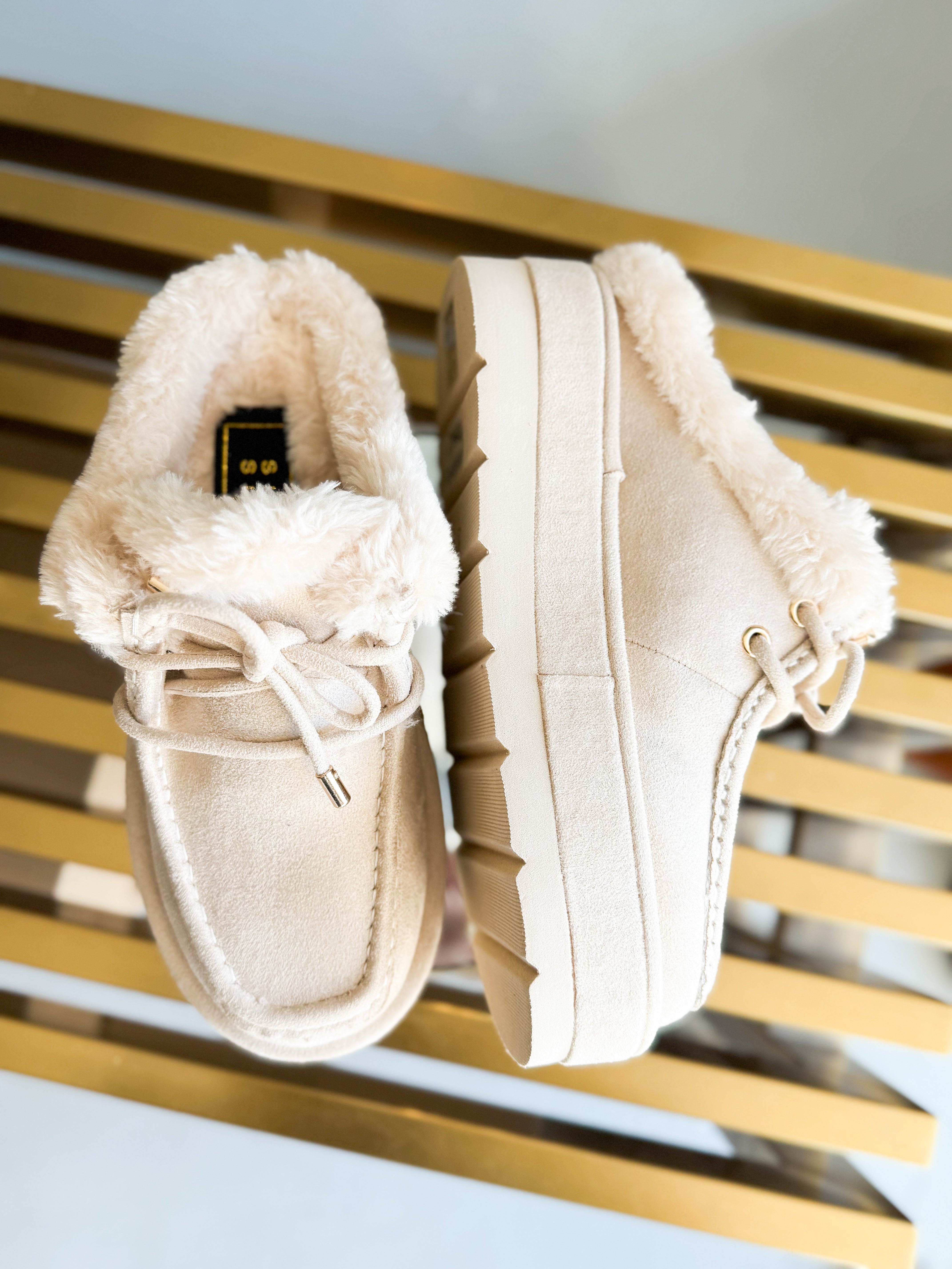 Tulsa Bone Suede Platform Slide