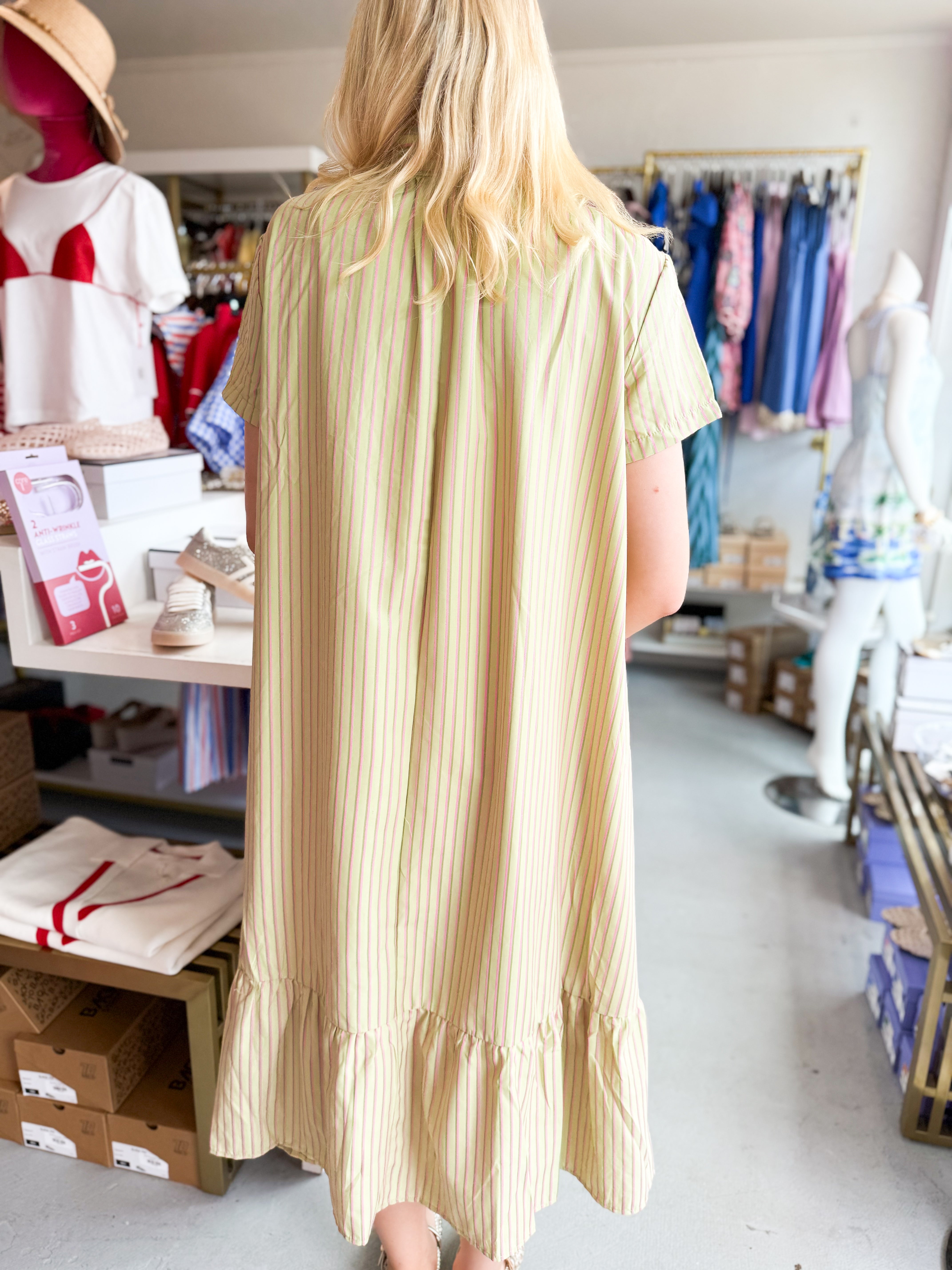 Short Sleeve Stripe Midi