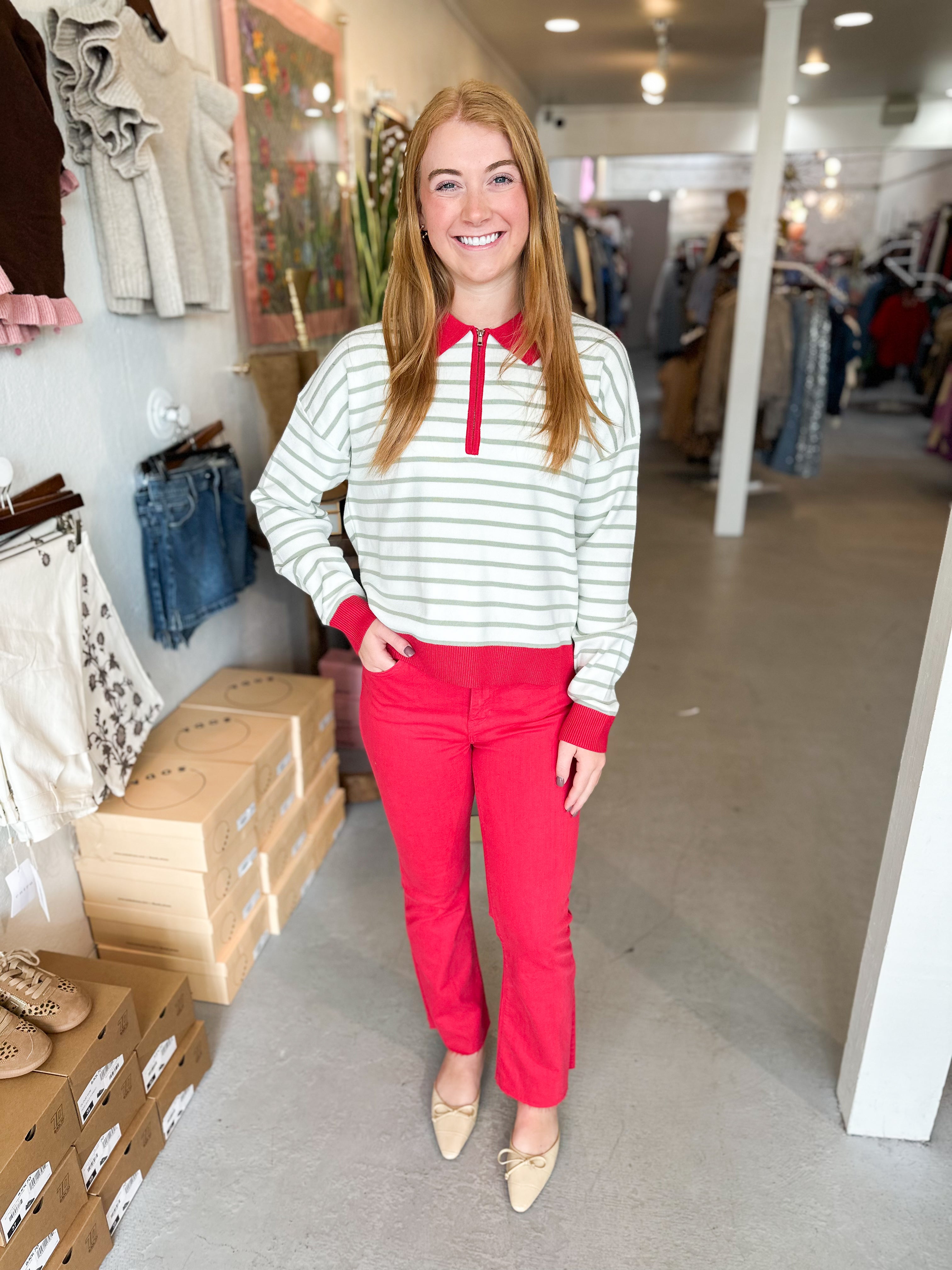 Vintage Red Crop Flare