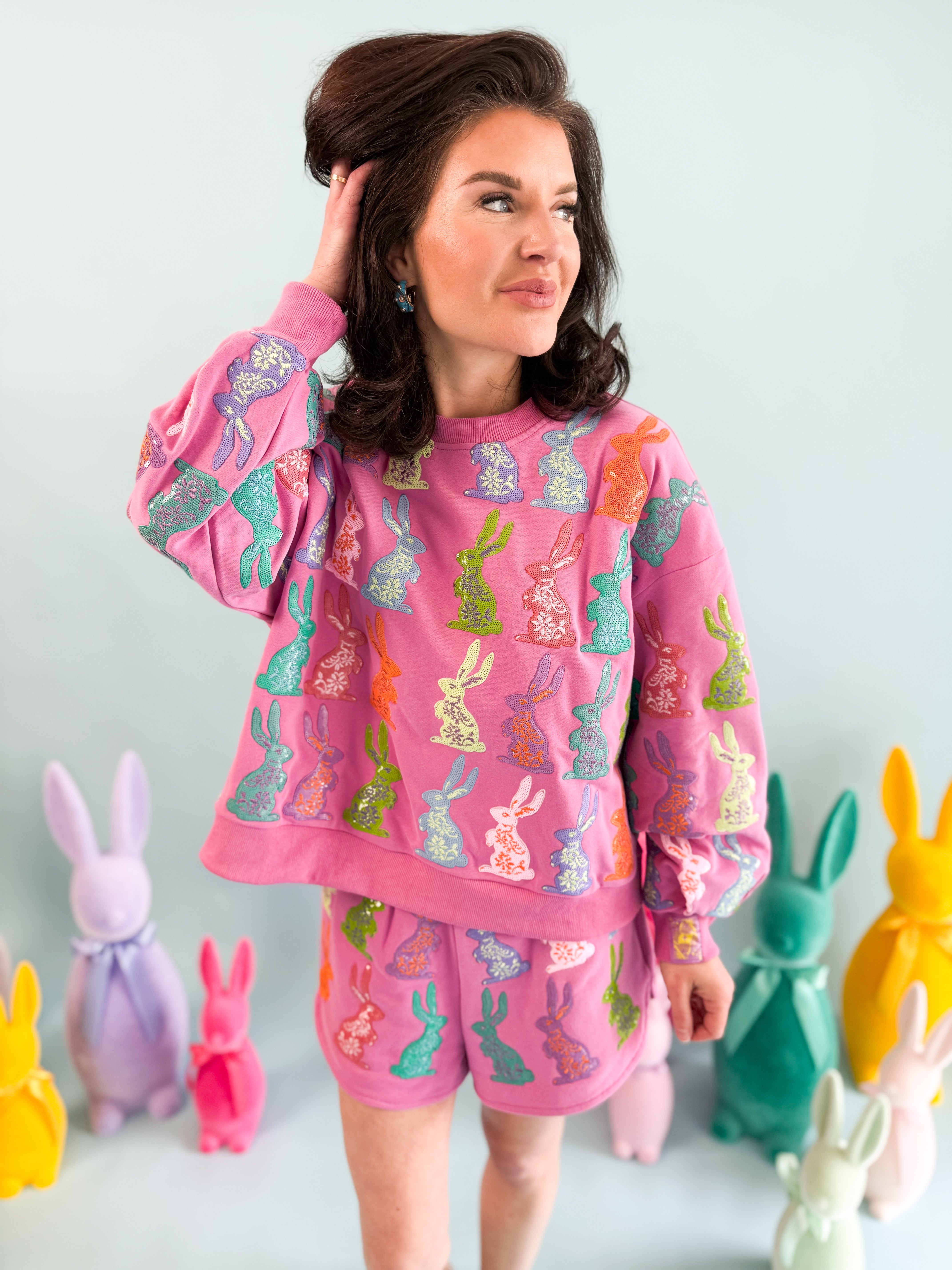 Queen of Sparkles Purple Easter Bunny Shorts