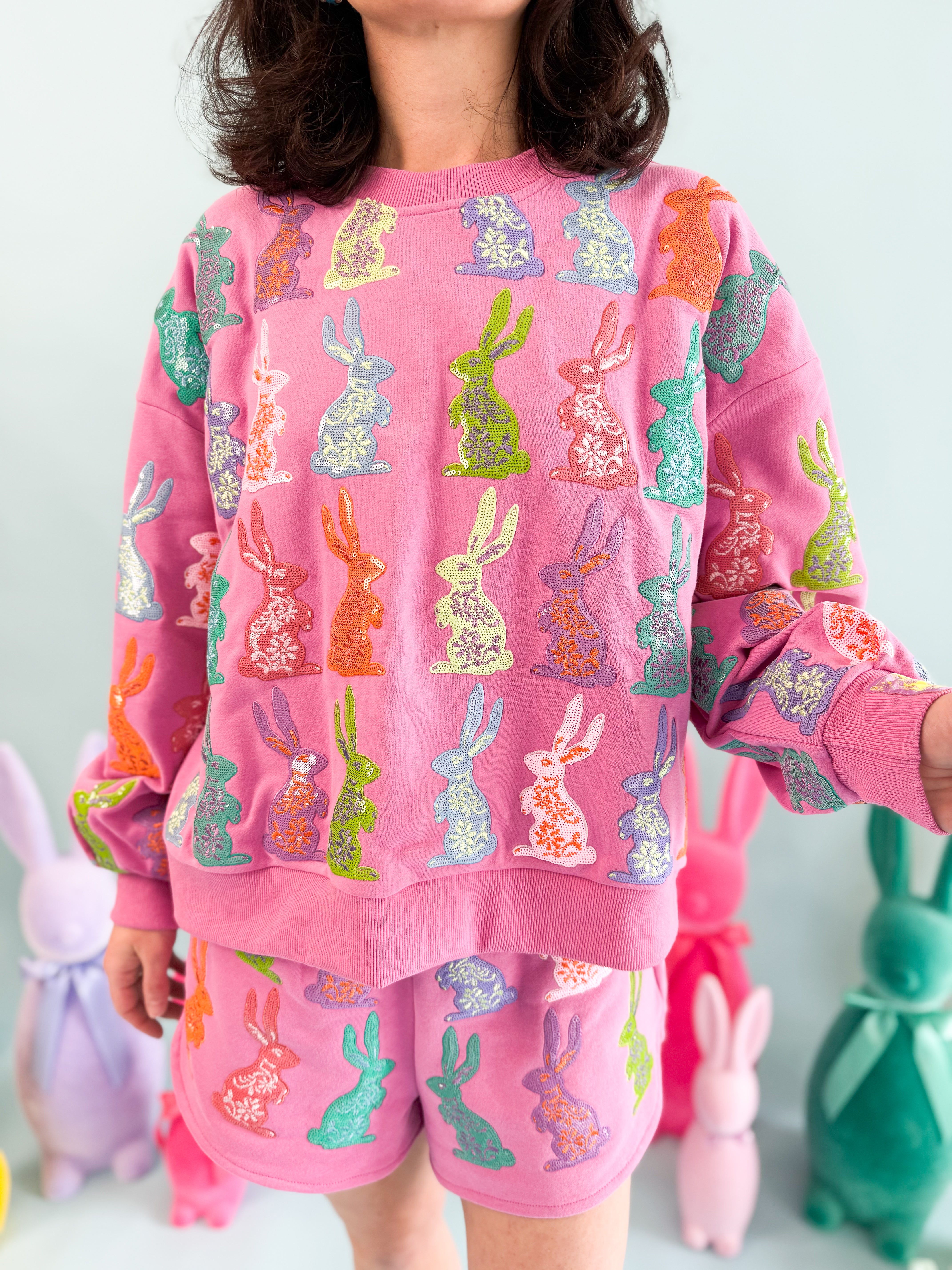 Queen of Sparkles Purple Easter Bunny Shorts