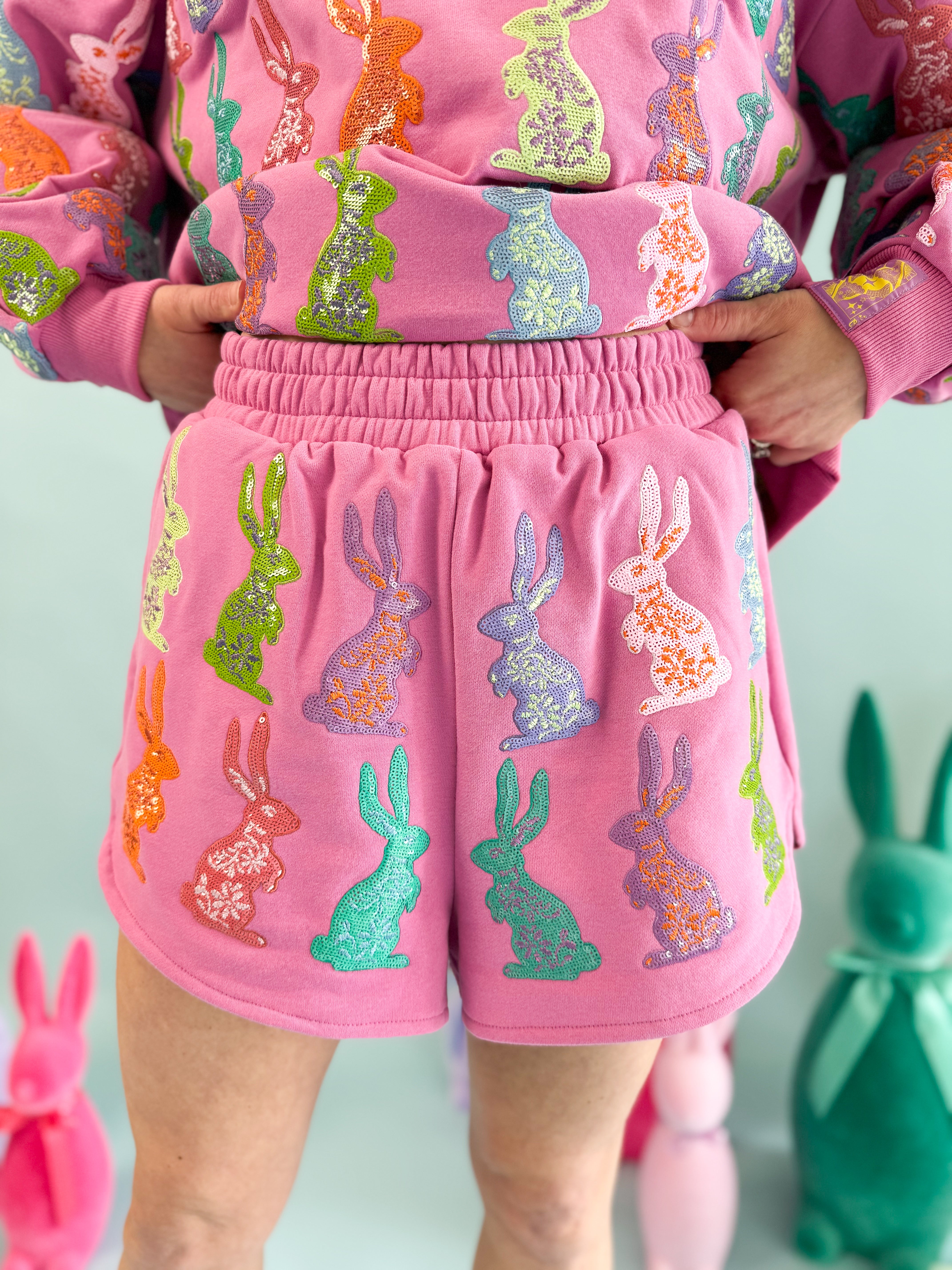 Queen of Sparkles Purple Easter Bunny Shorts