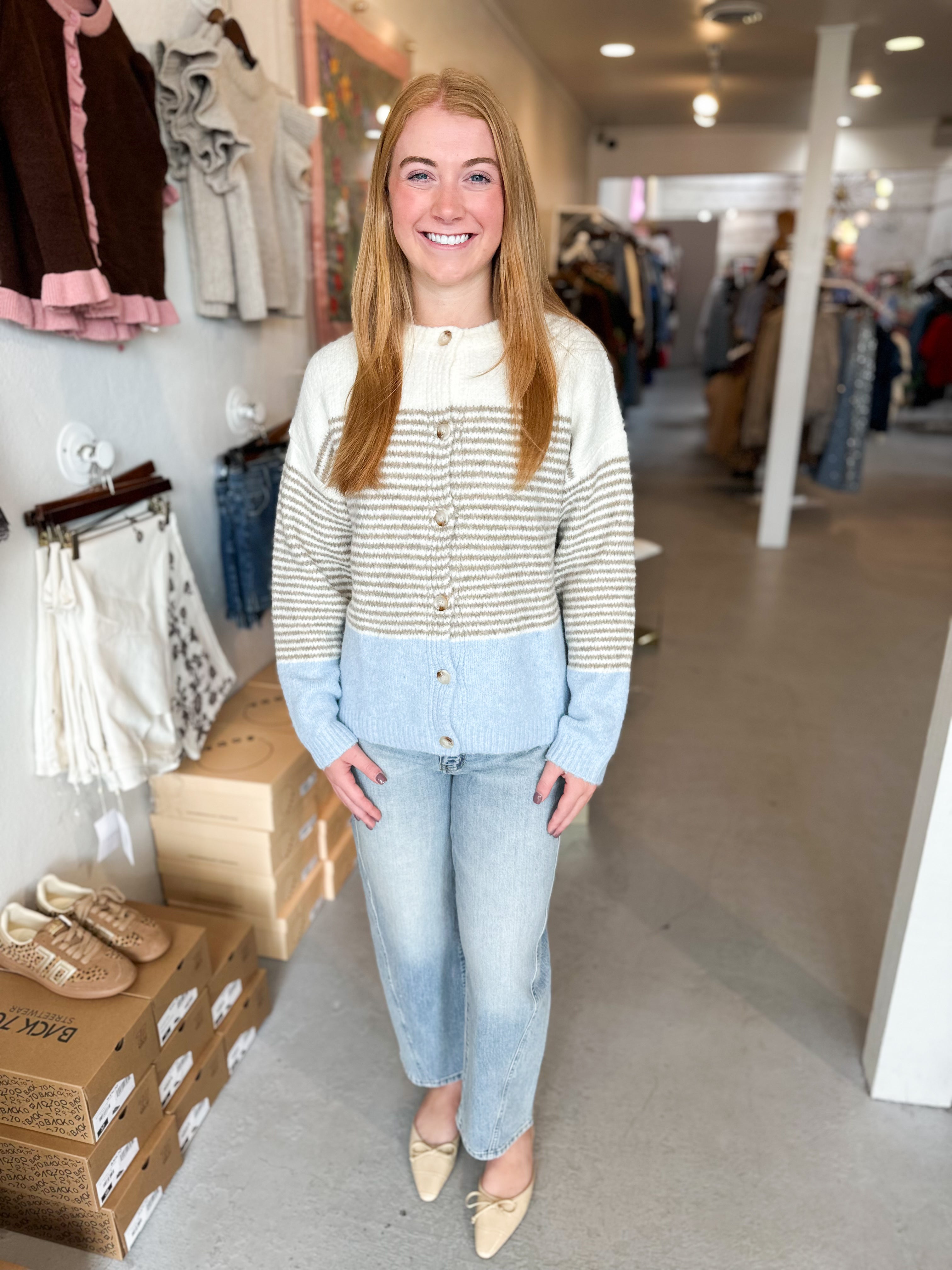 Morning Chai Color Block Sweater