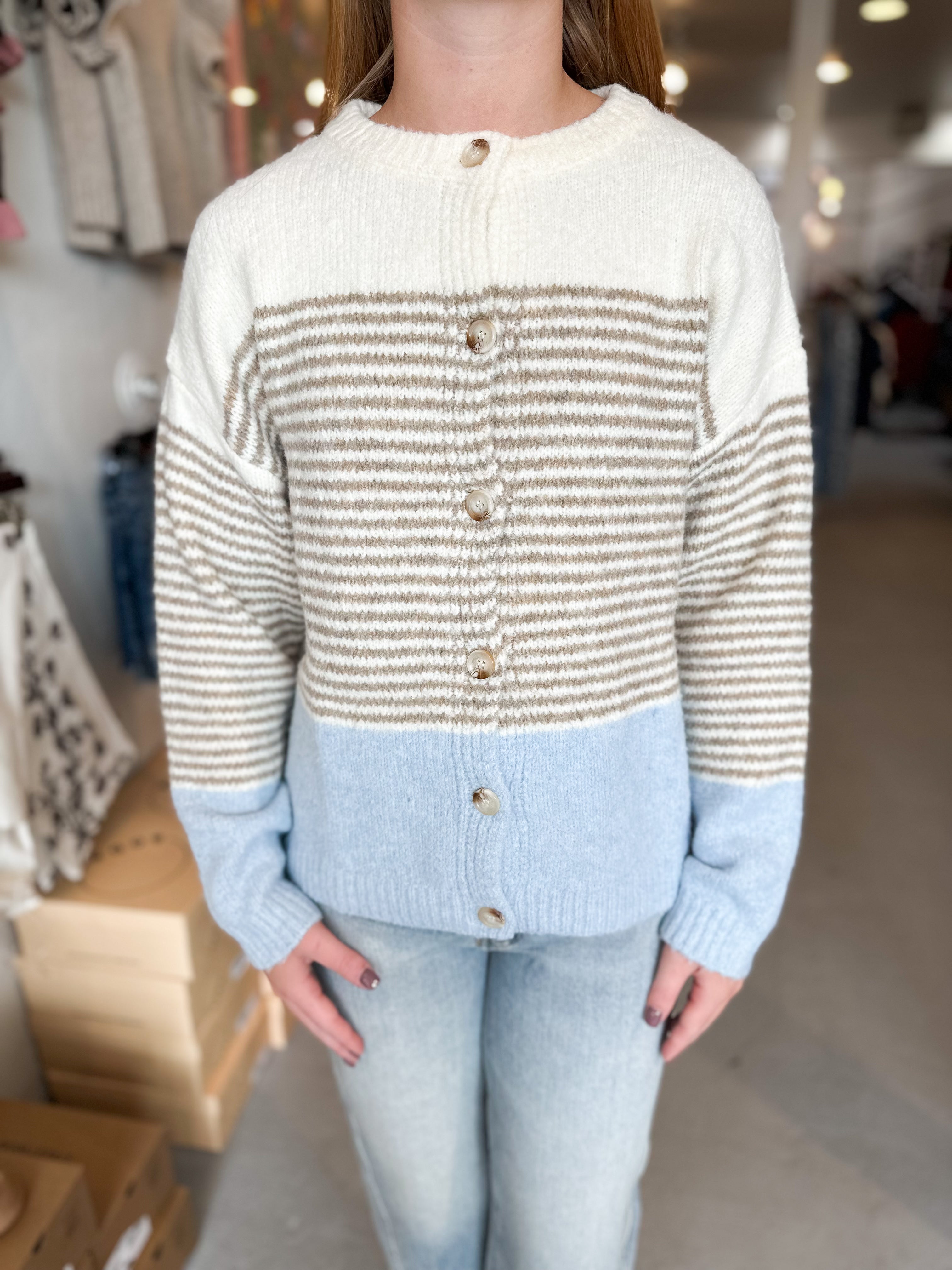 Morning Chai Color Block Sweater