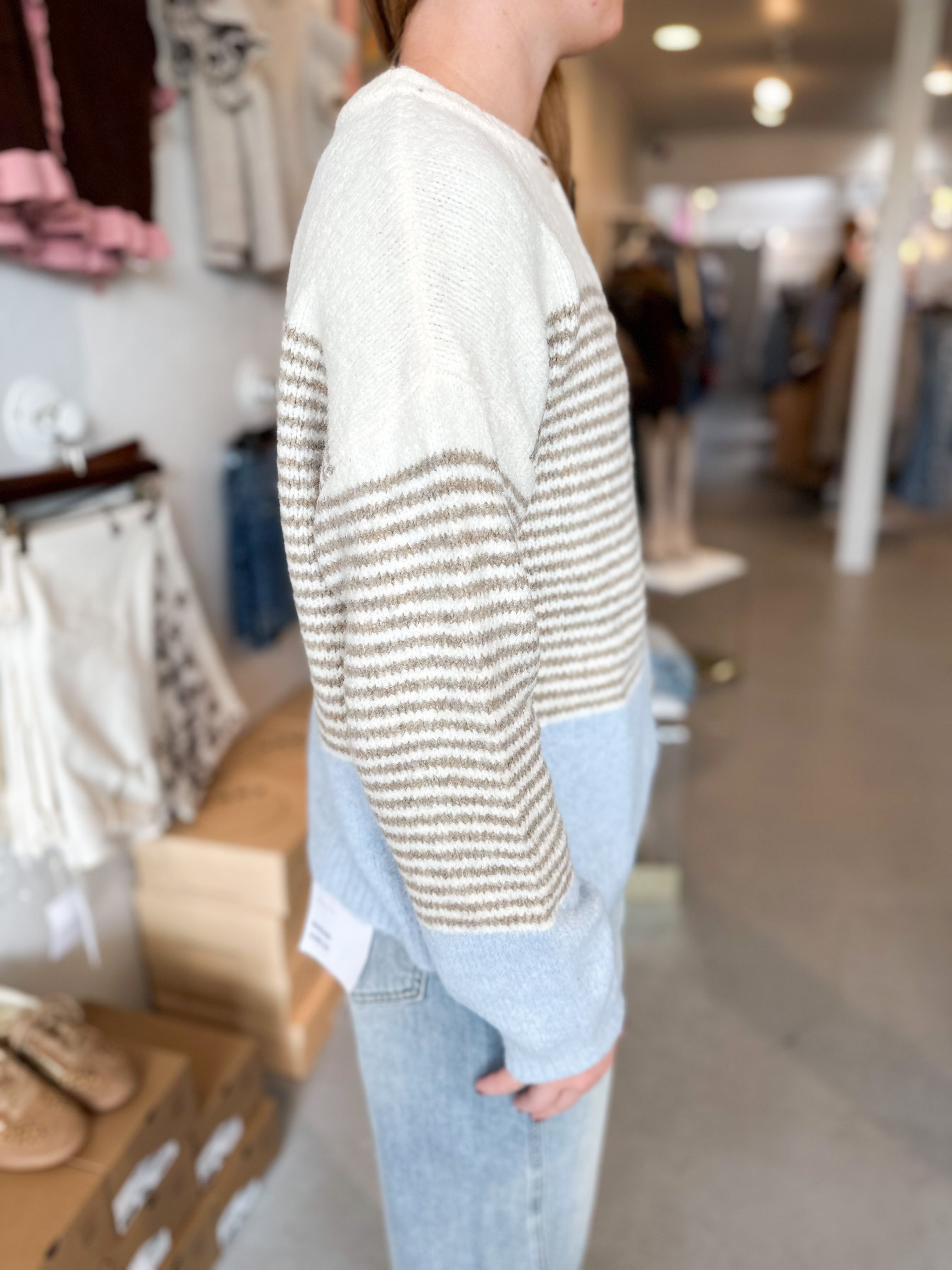 Morning Chai Color Block Sweater