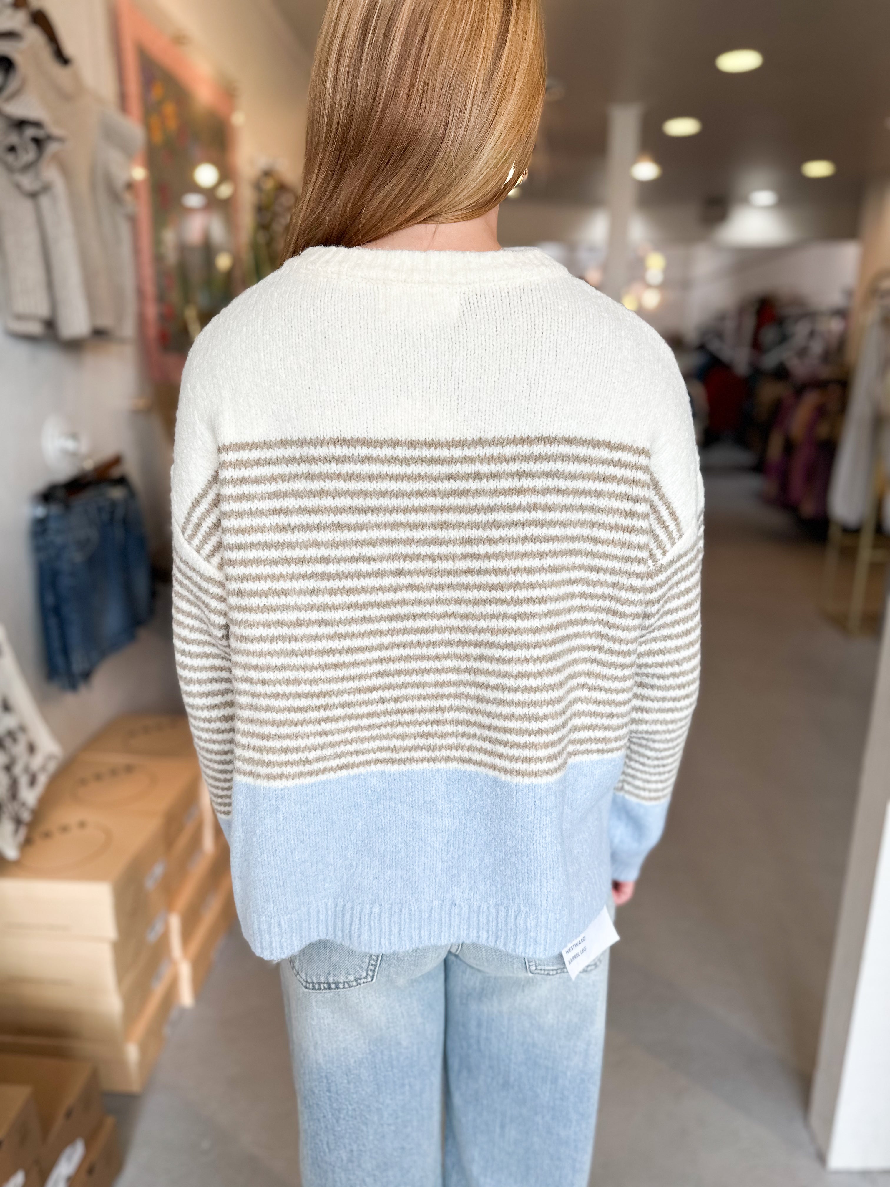 Morning Chai Color Block Sweater