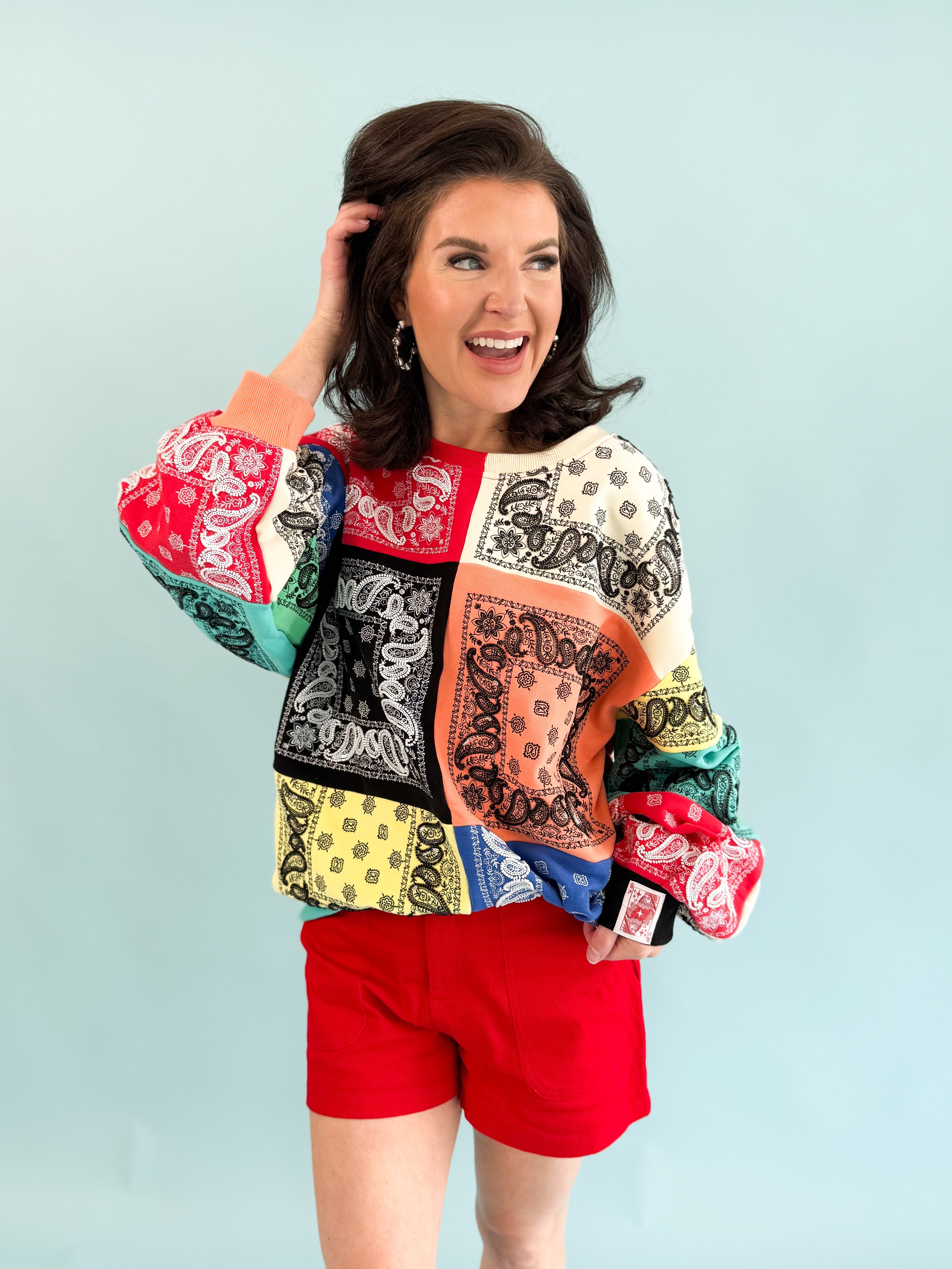 Queen of Sparkles Colorblock Bandana Sweatshirt