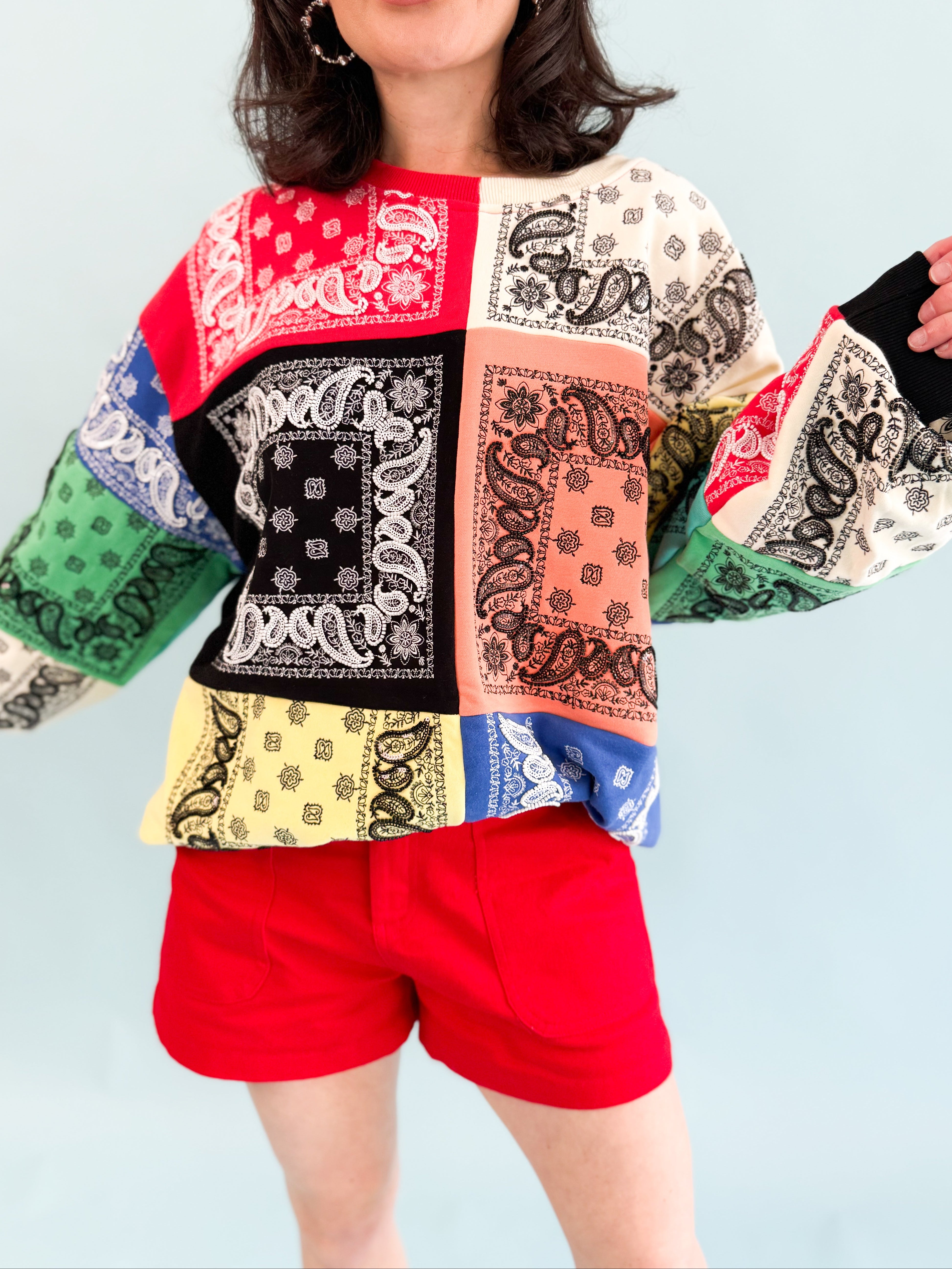 Queen of Sparkles Colorblock Bandana Sweatshirt