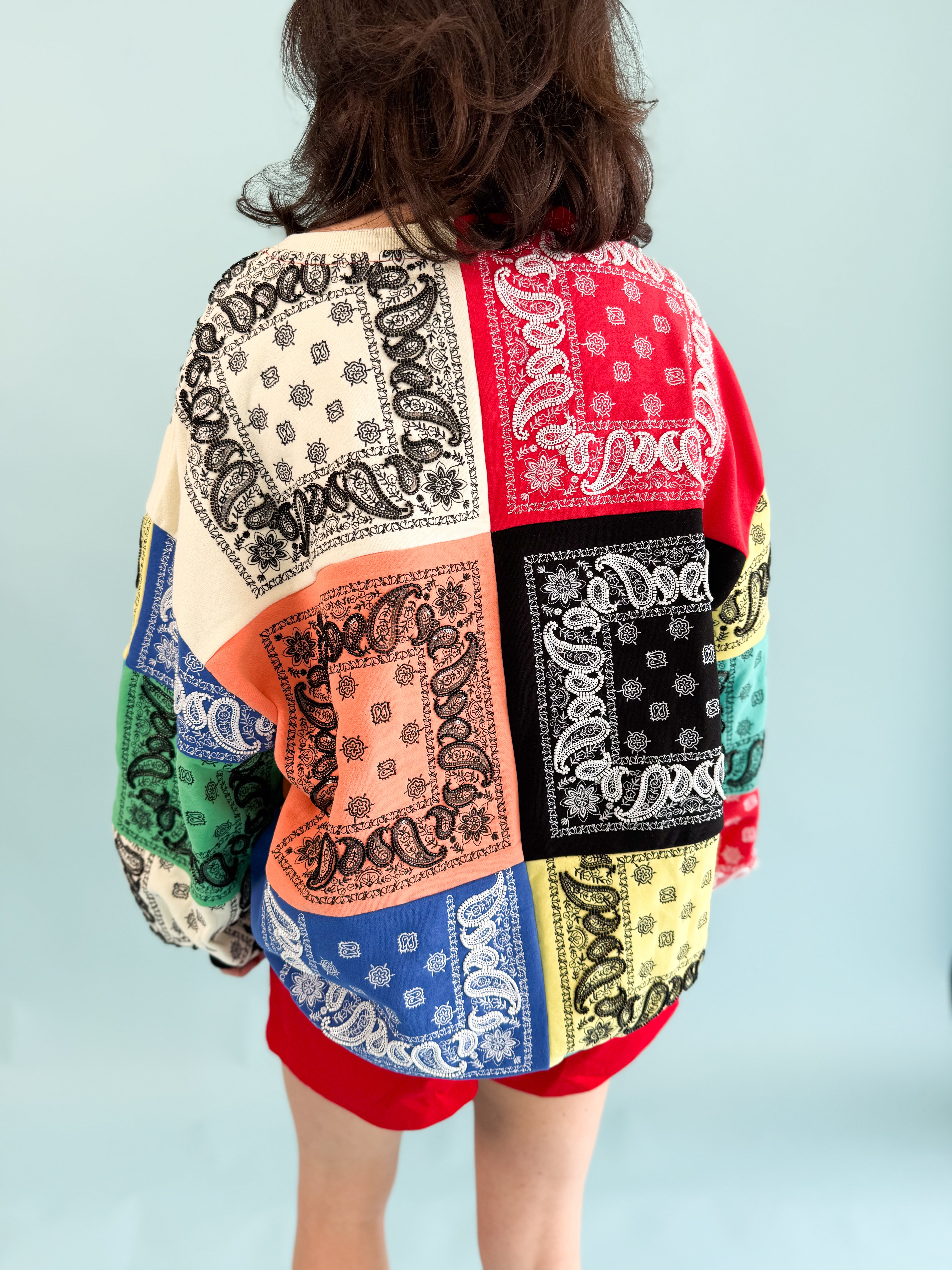 Queen of Sparkles Colorblock Bandana Sweatshirt