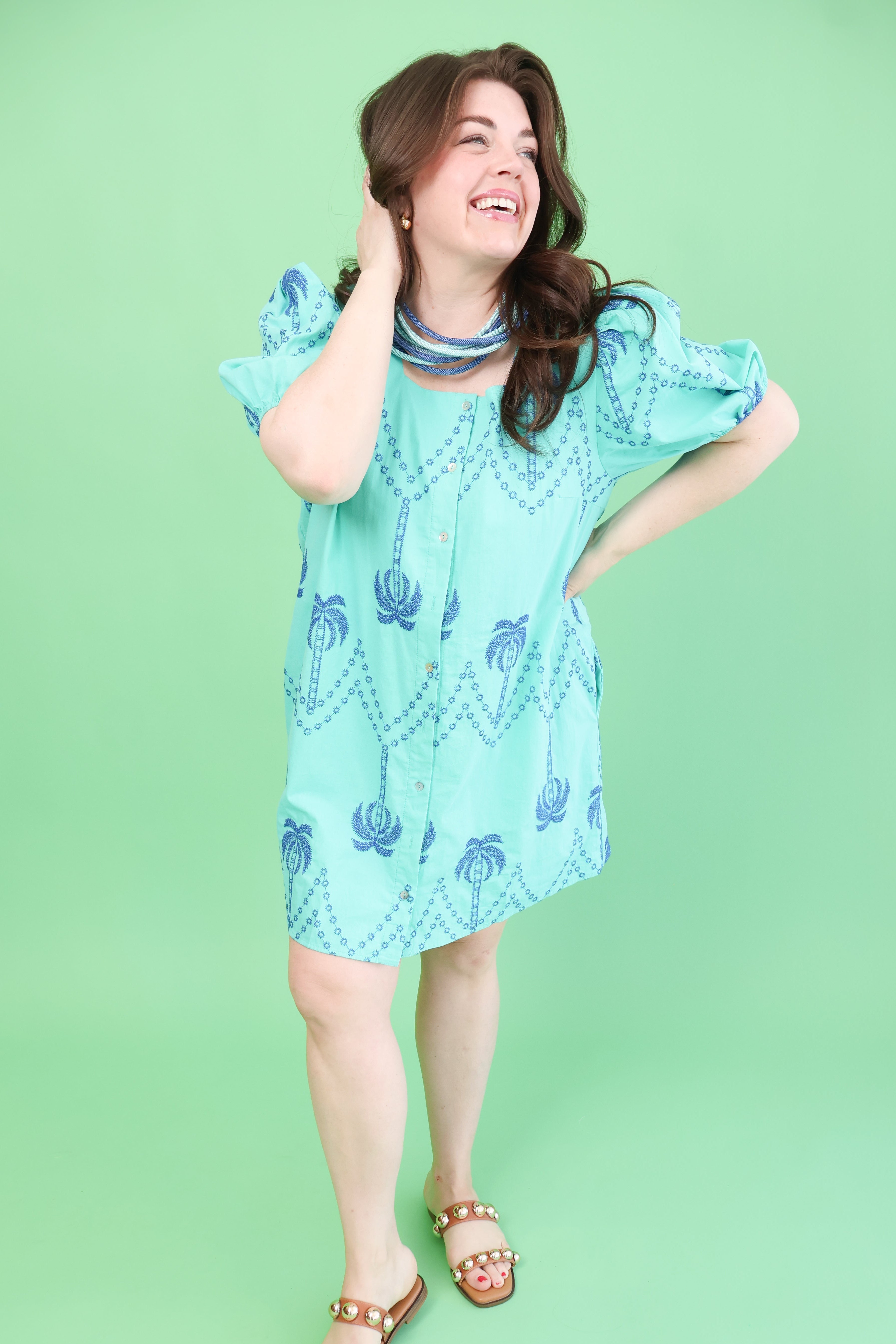 Plus Size Coastal Palm Dress