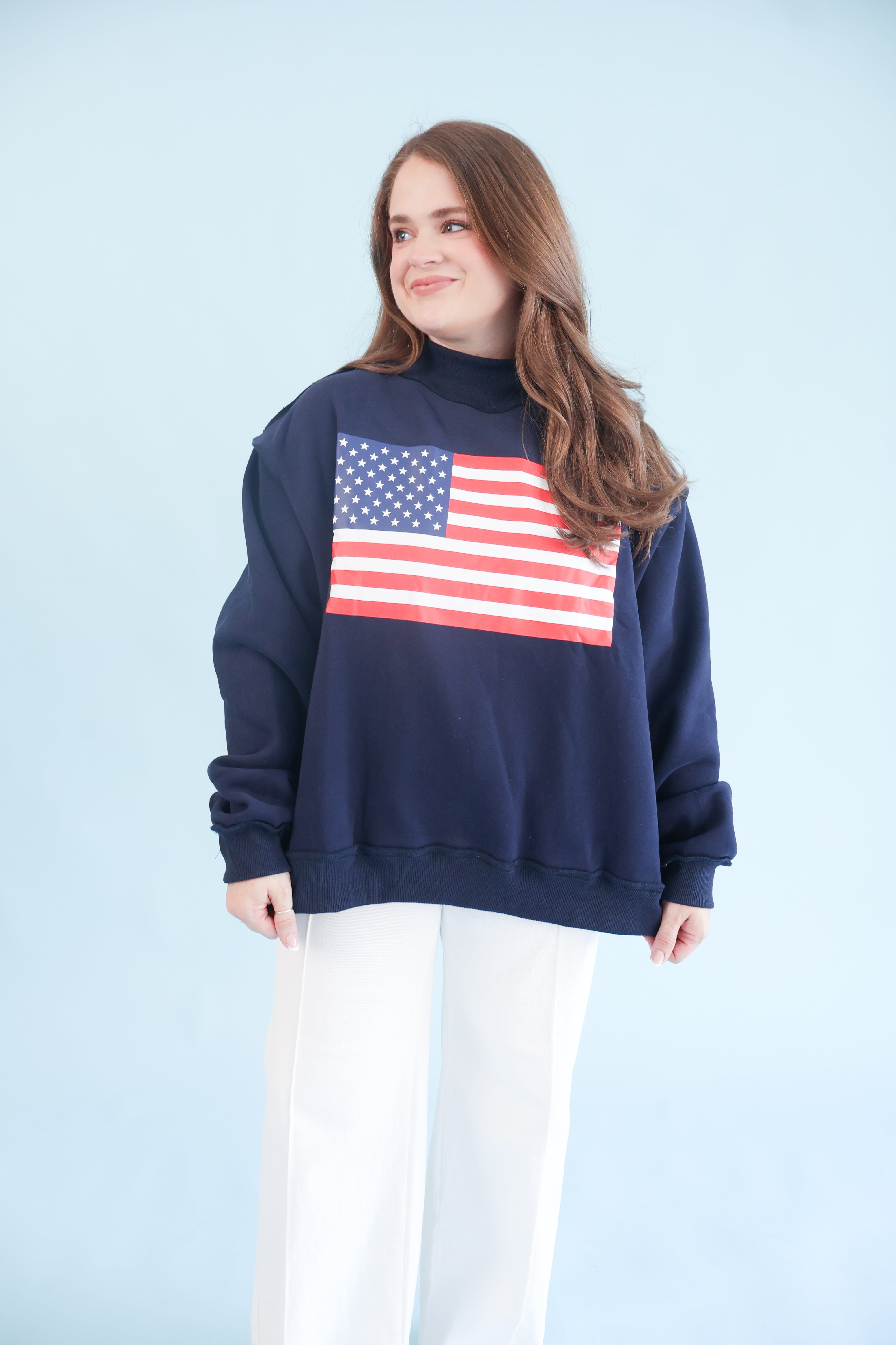 American Flag Mock Neck