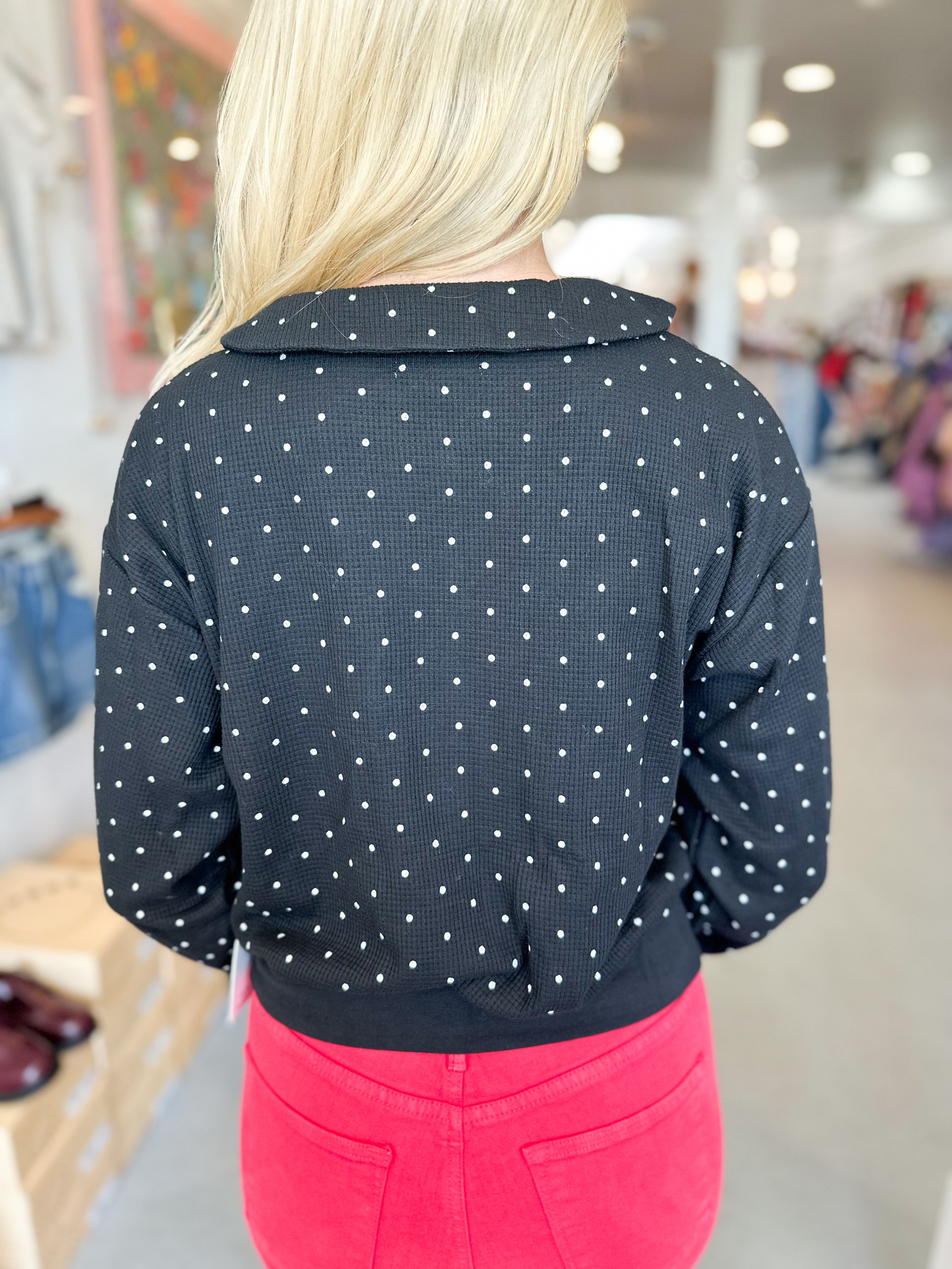 Polka Dot Waffle Knit Top