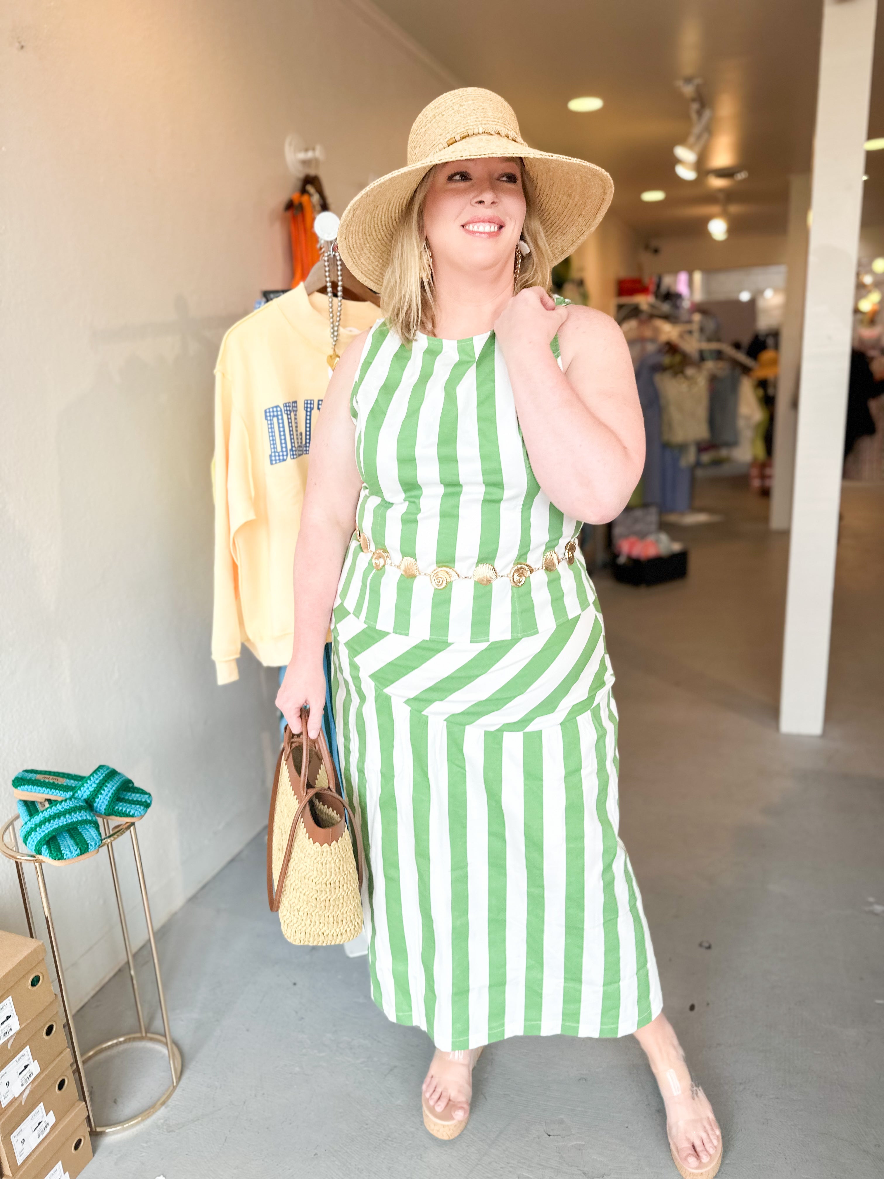 Plus Size Green Color Block Set