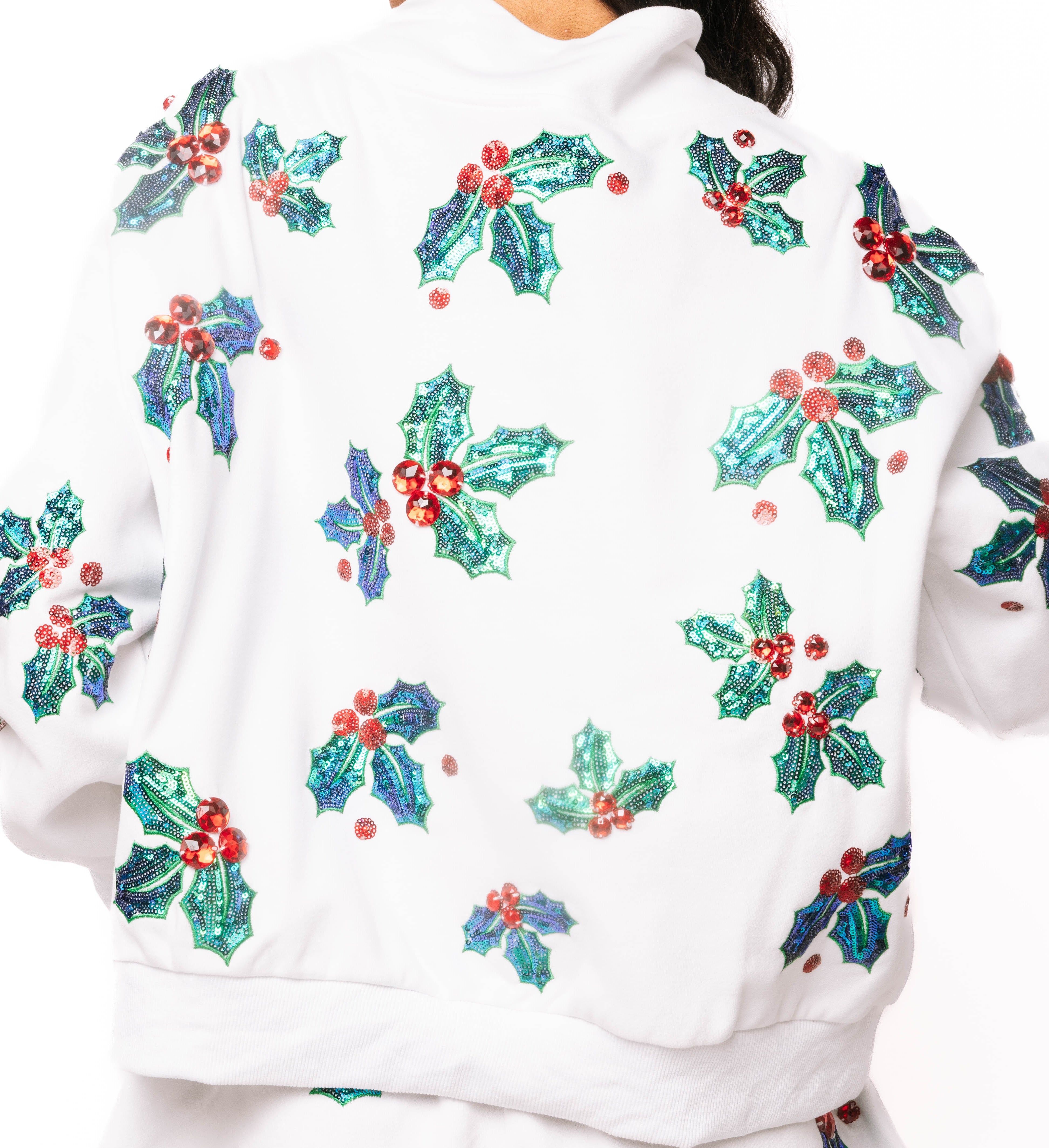 (PRE-ORDER) Queen of Sparkles White Holly Card Logo Mockneck Sweatshirt