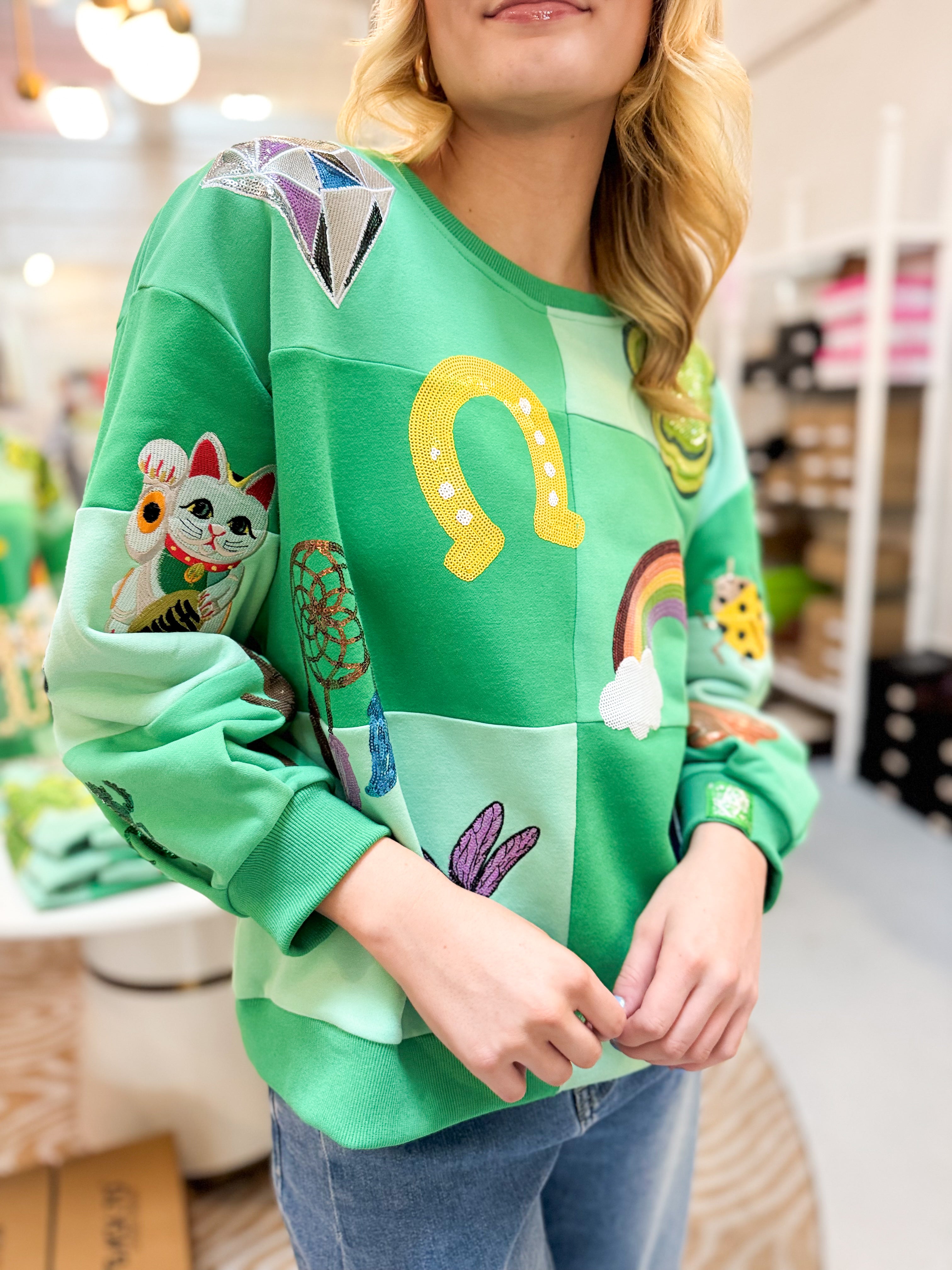 Queen of Sparkles Checkered Lucky Icon Sweatshirt