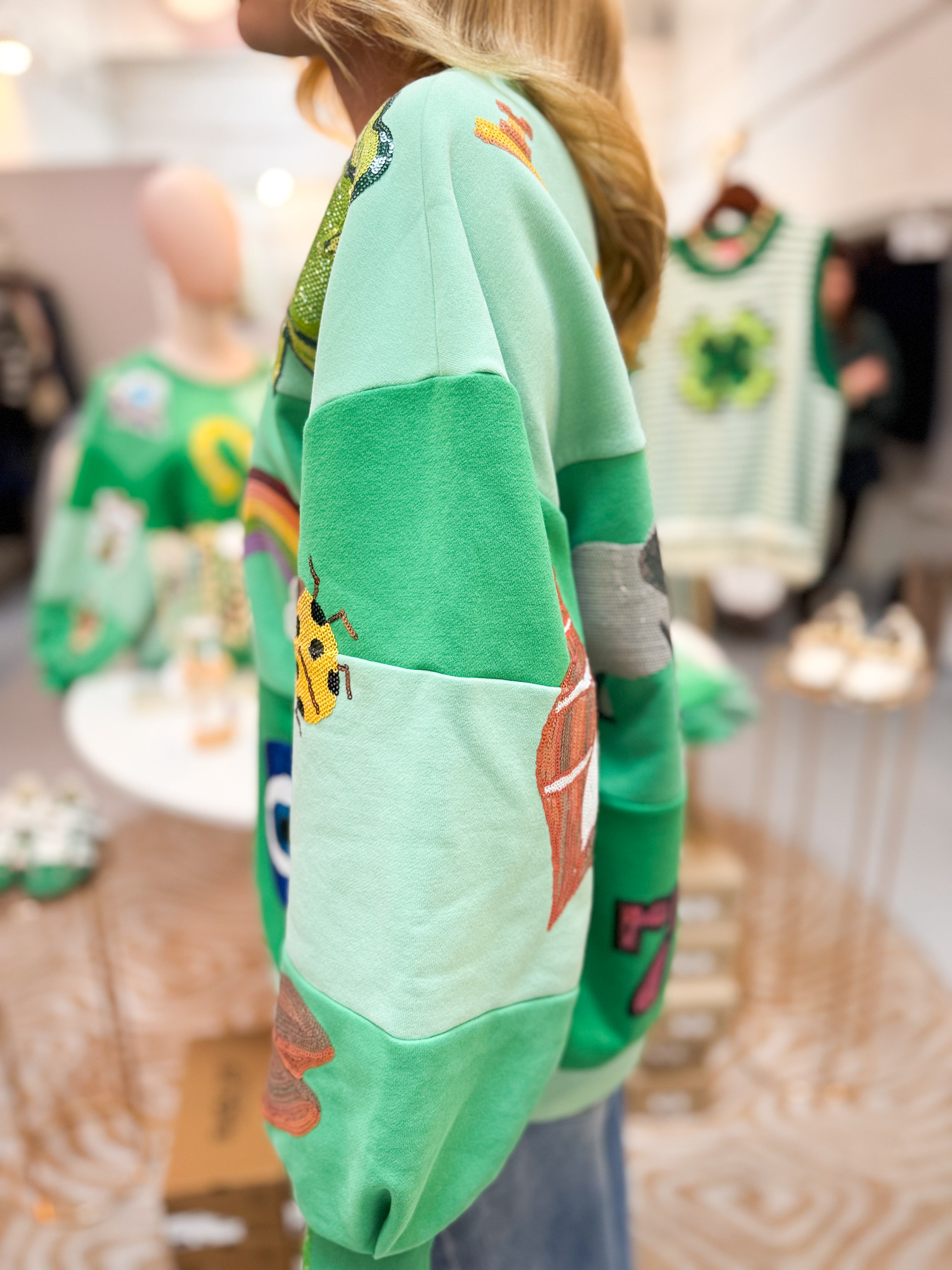 Queen of Sparkles Checkered Lucky Icon Sweatshirt