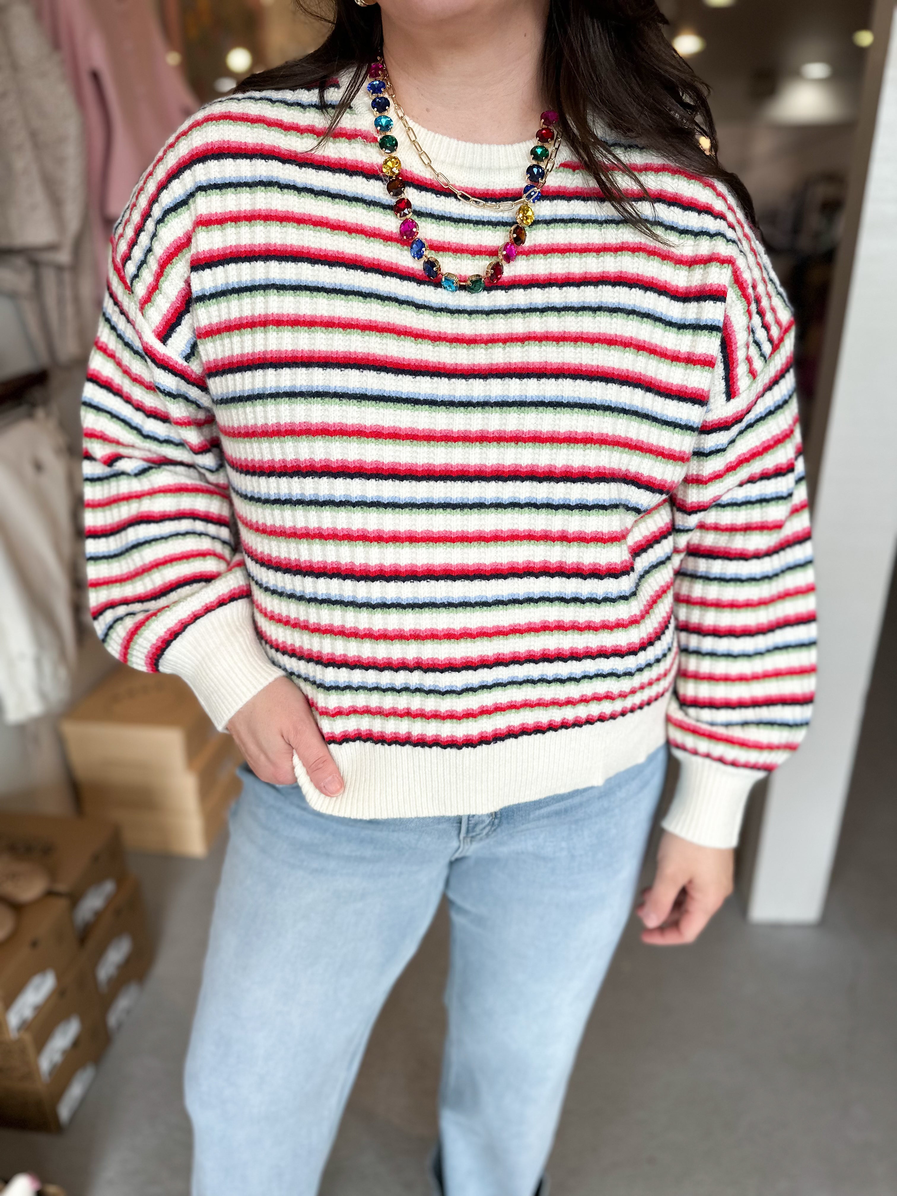 Plus Size Multi Striped Sweater