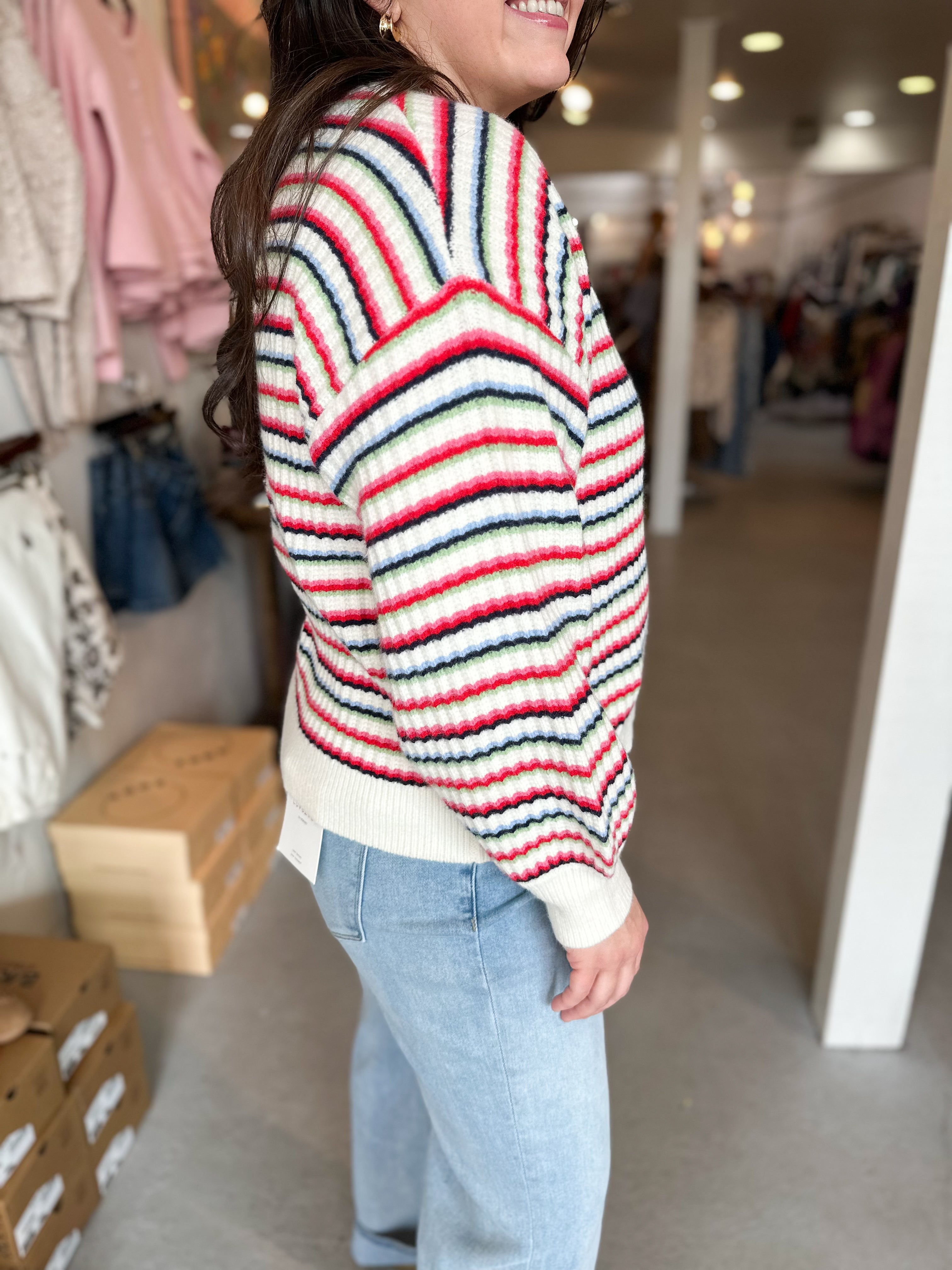 Plus Size Multi Striped Sweater
