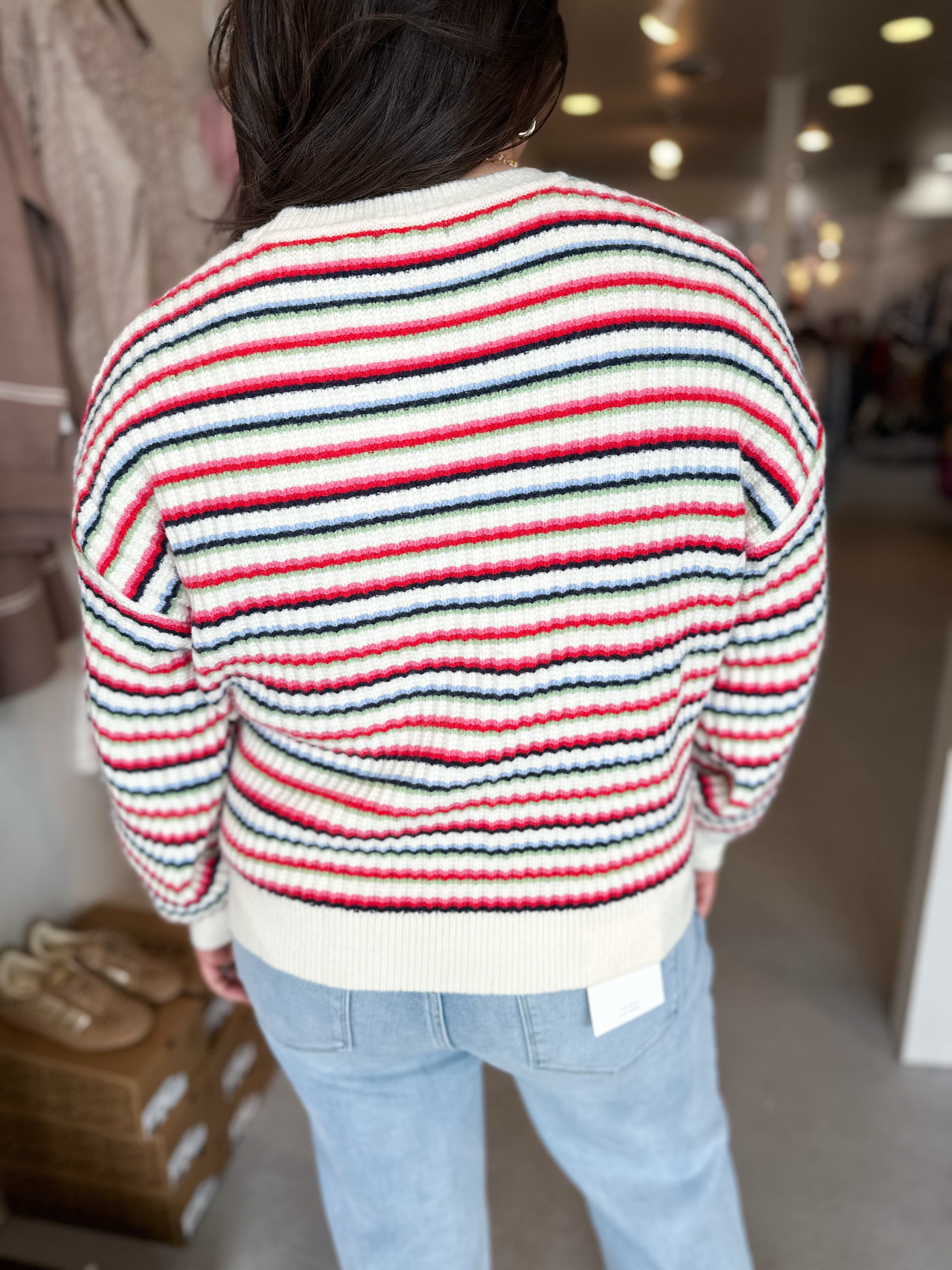 Plus Size Multi Striped Sweater