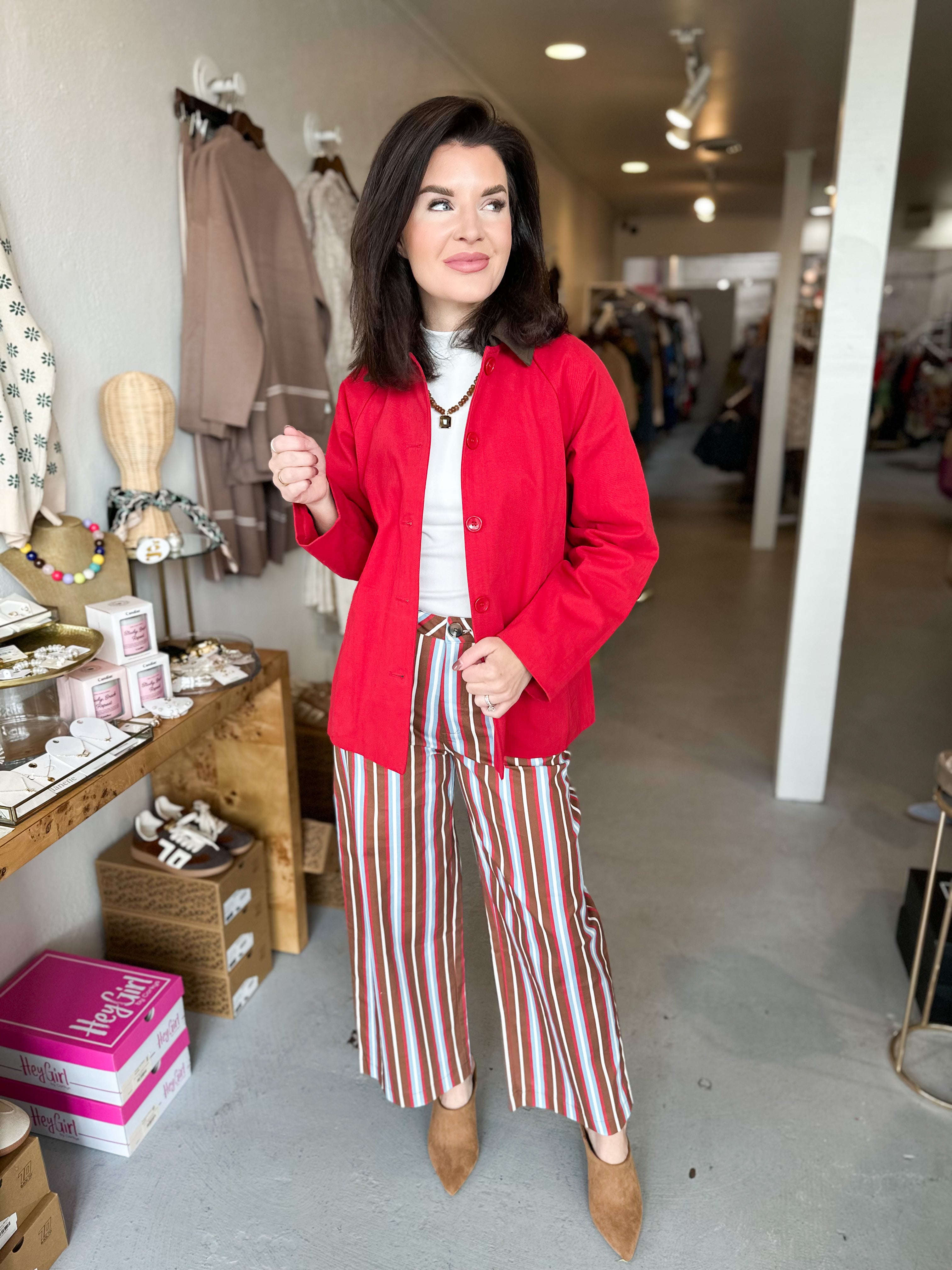Barrel Leg Stripe Pants