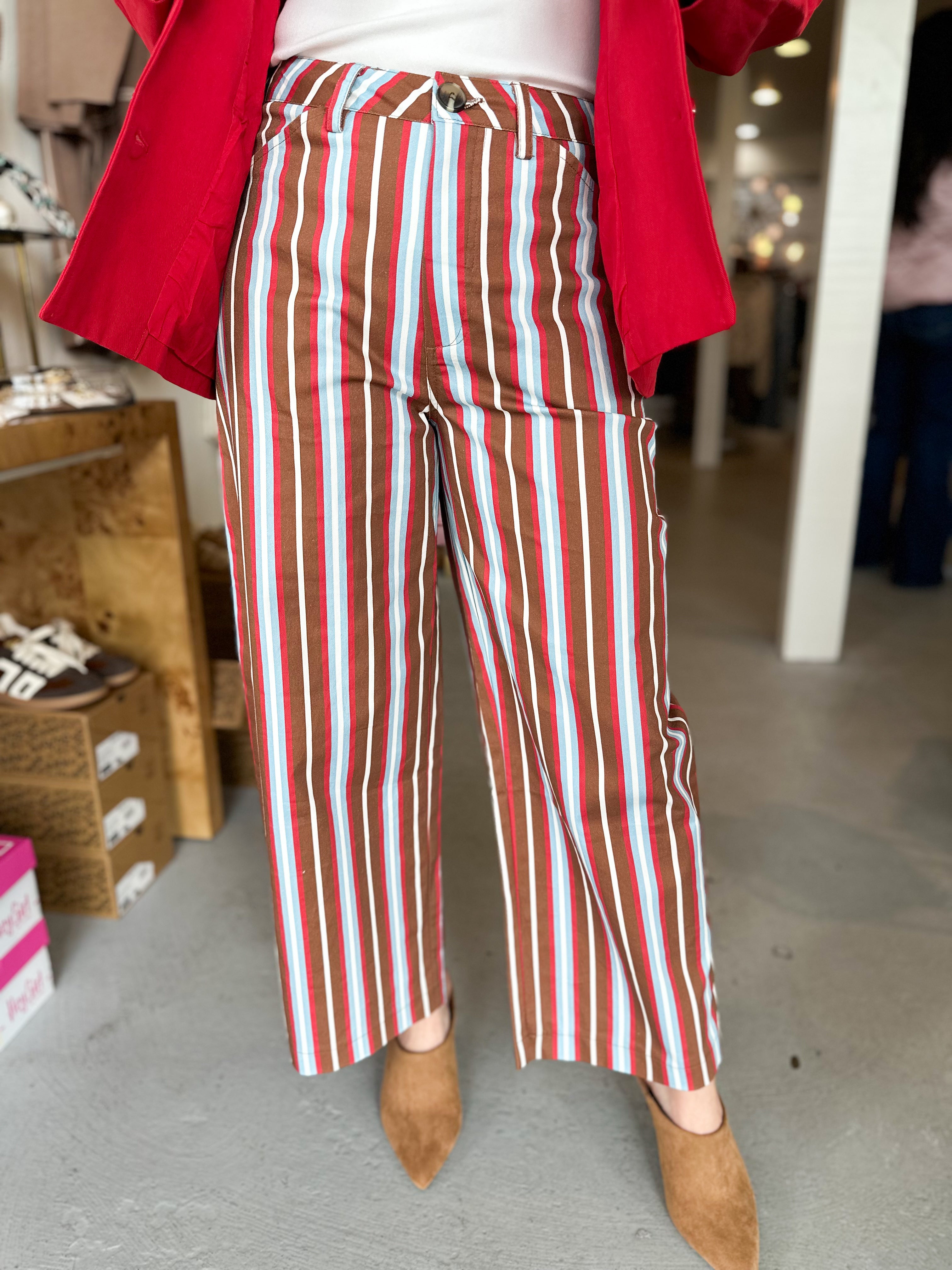 Barrel Leg Stripe Pants
