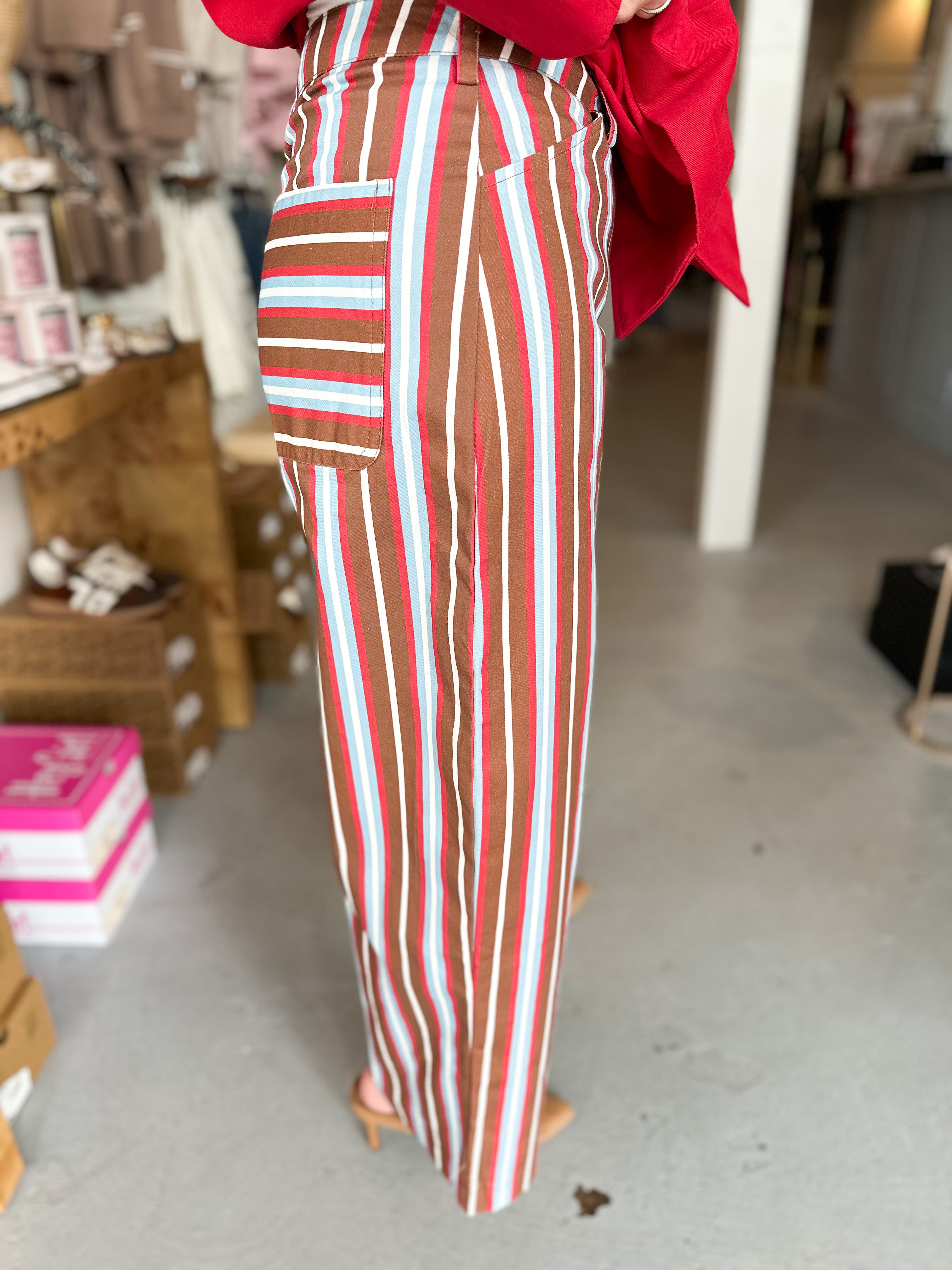 Barrel Leg Stripe Pants