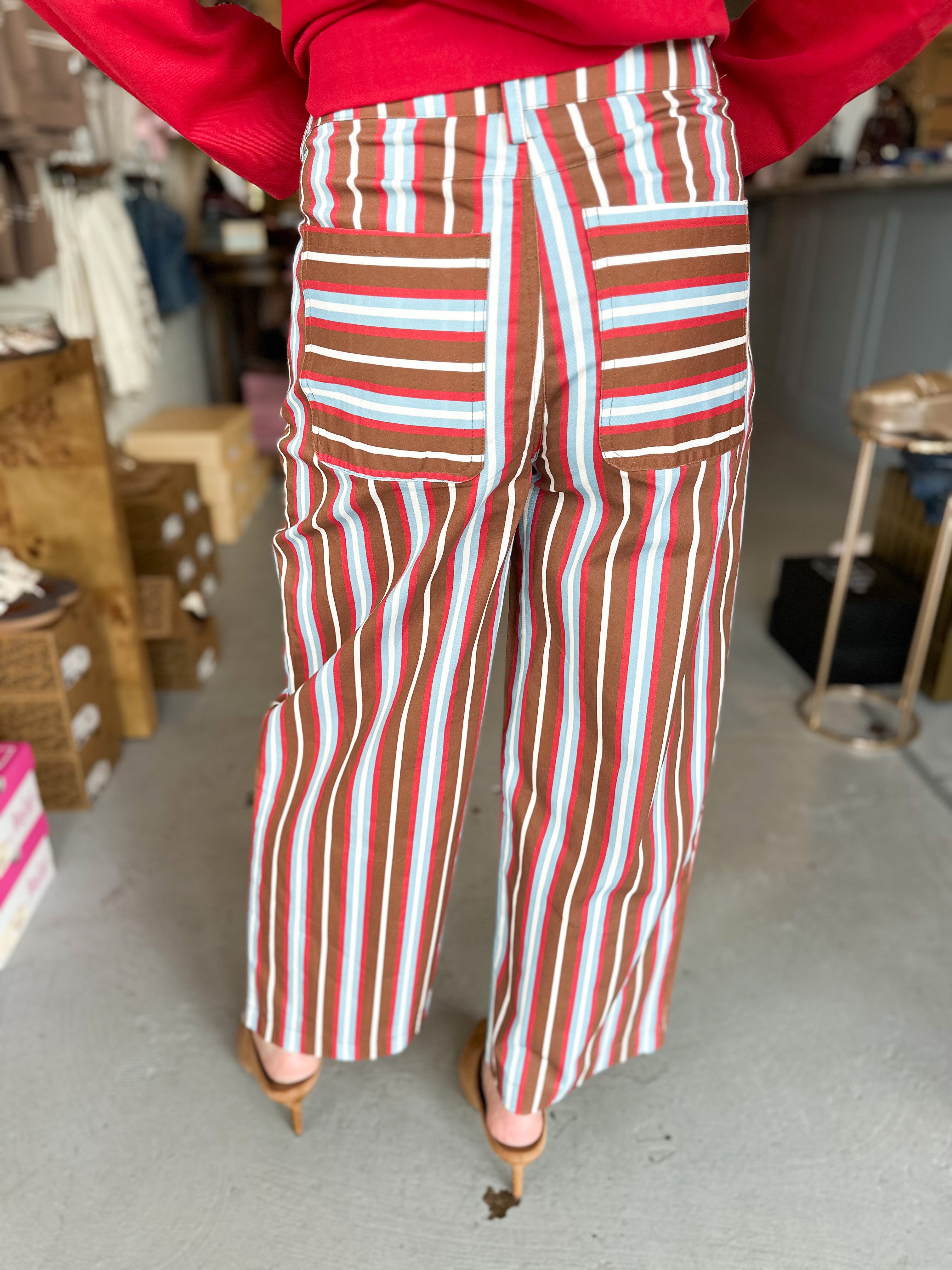 Barrel Leg Stripe Pants