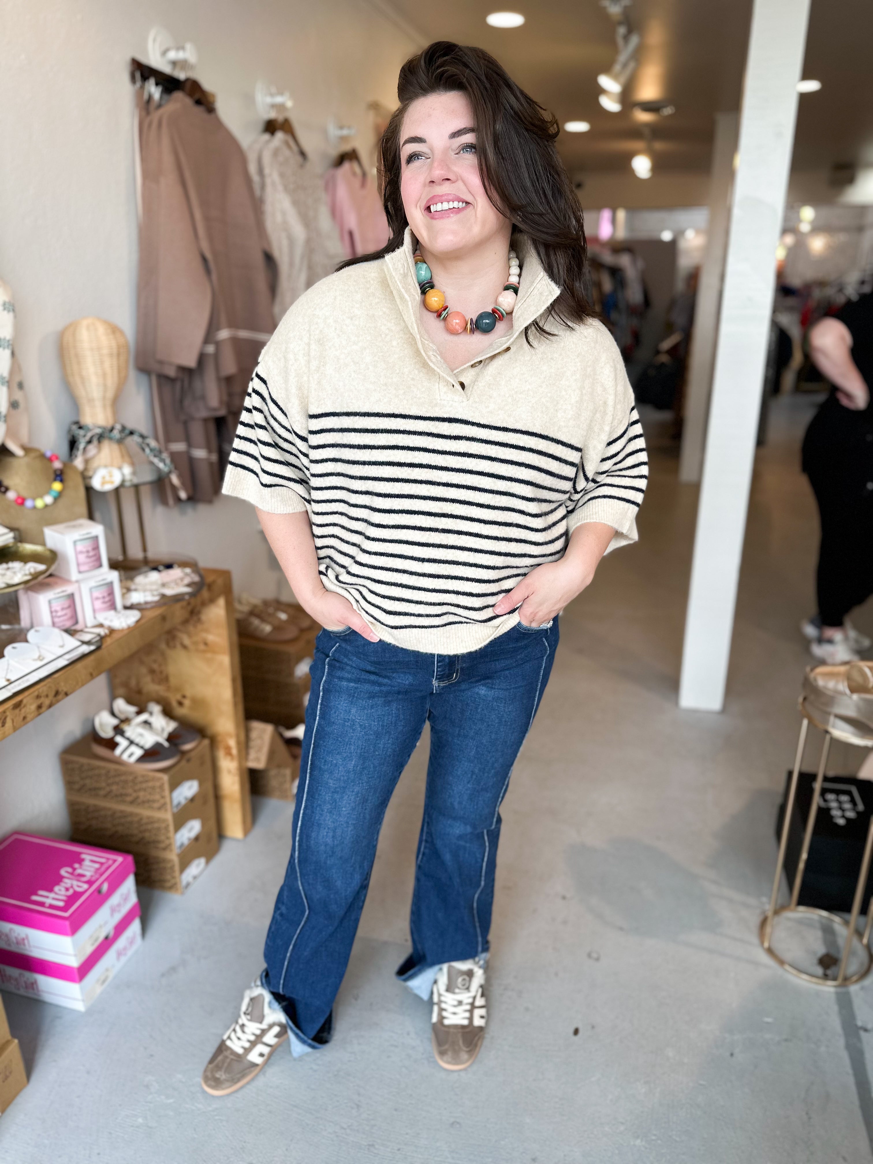 Plus Size Hamptons Henley Sweater