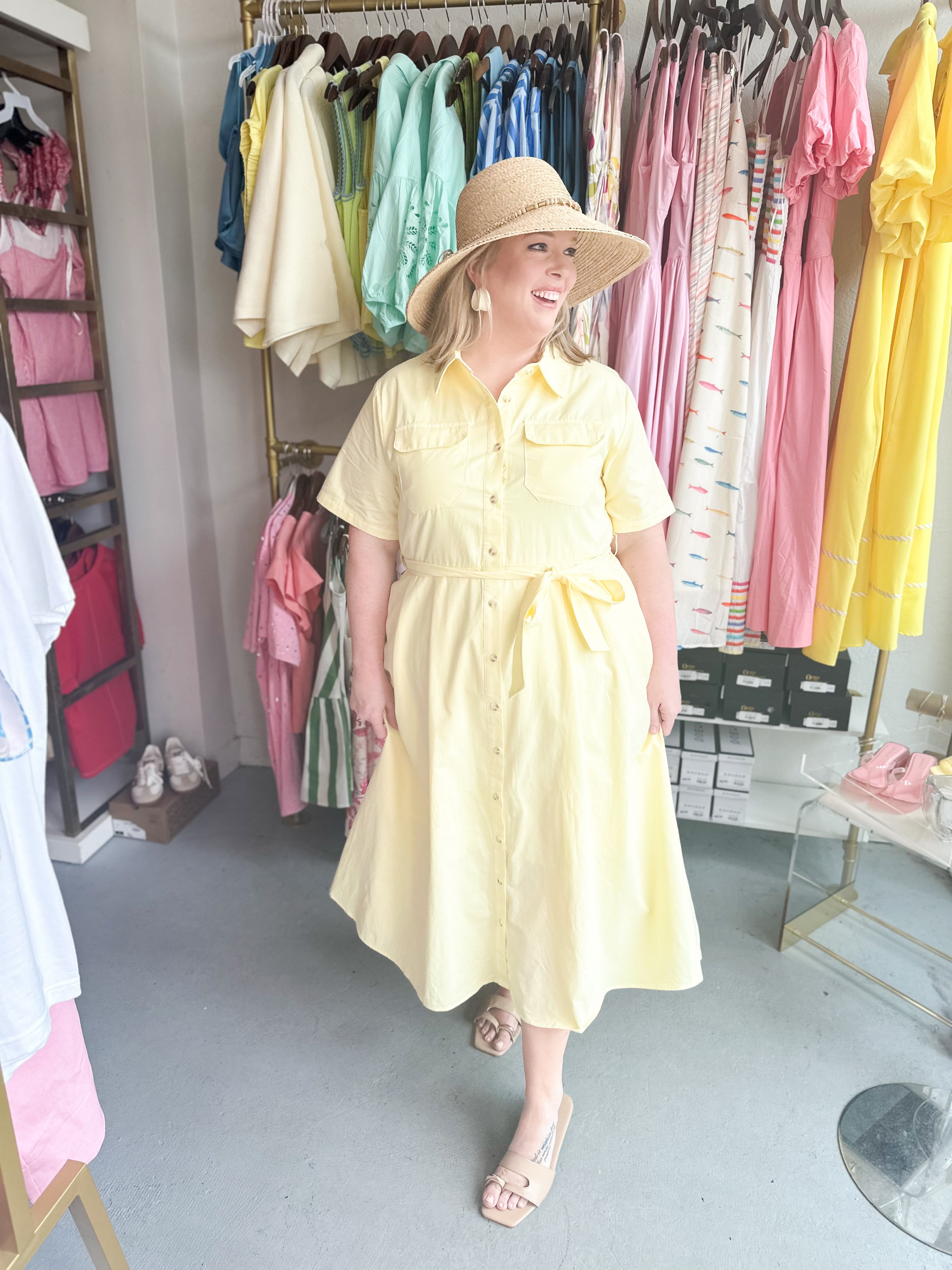 Plus Size Button Up Collar Shirt Dress