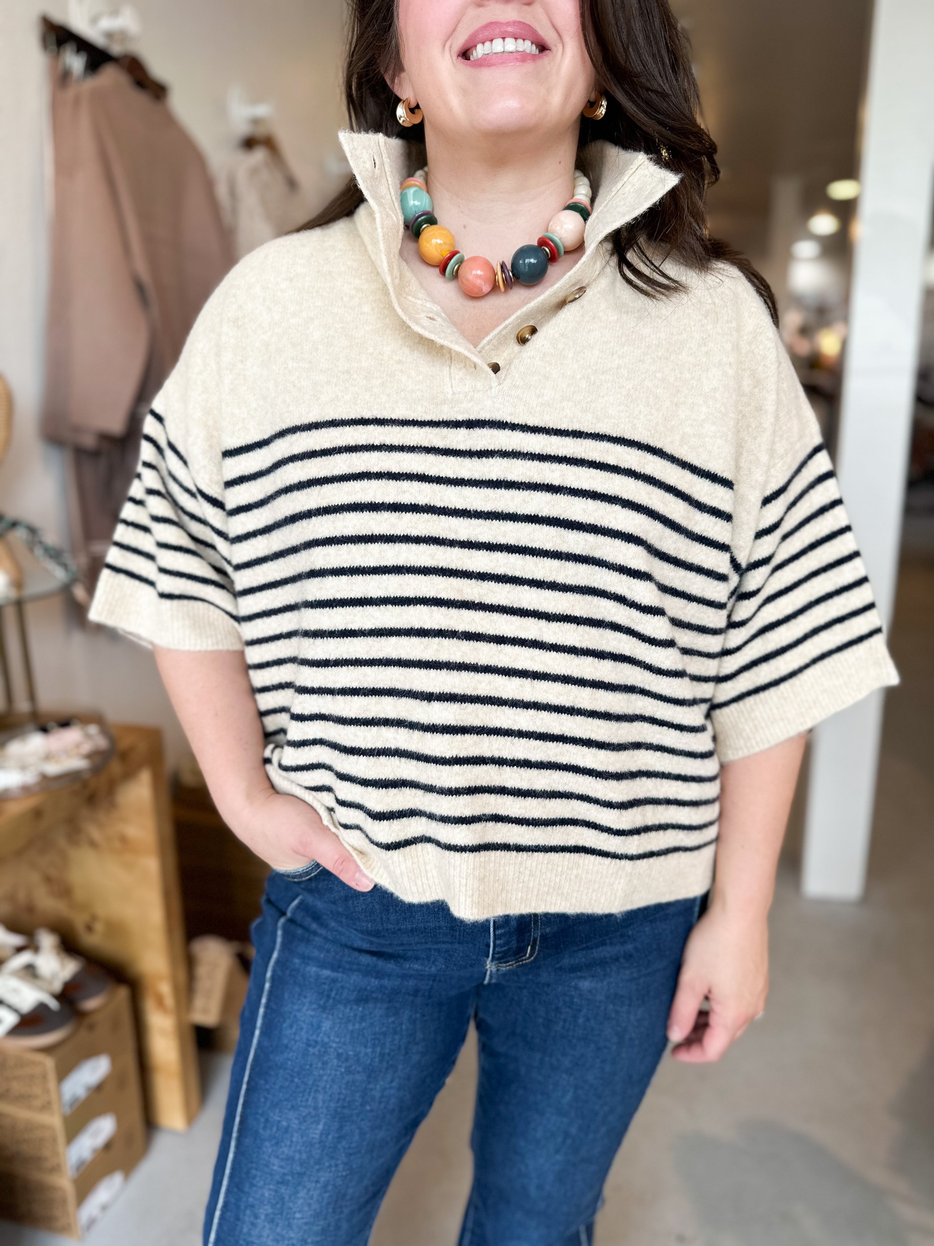 Plus Size Hamptons Henley Sweater
