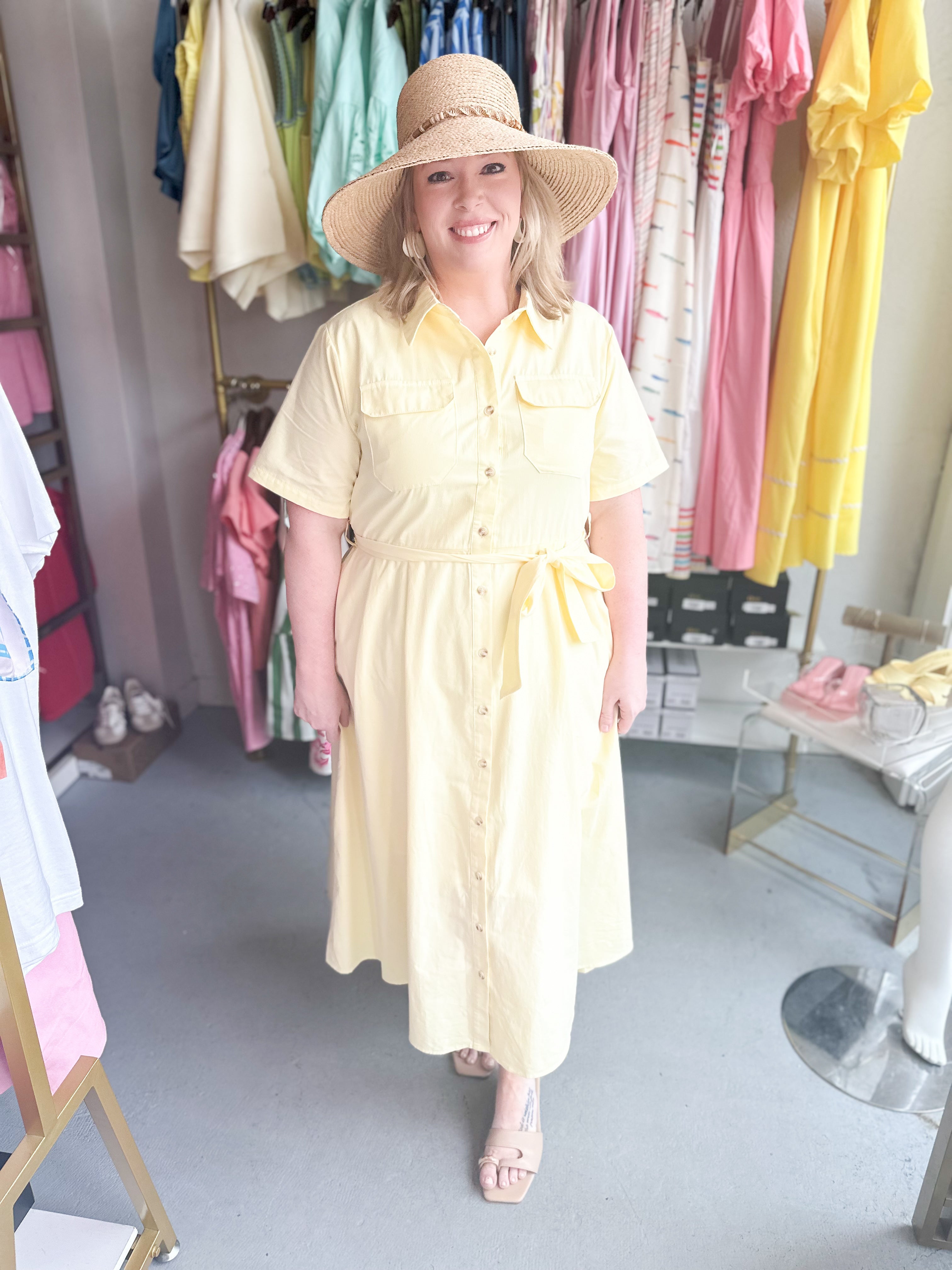Plus Size Button Up Collar Shirt Dress