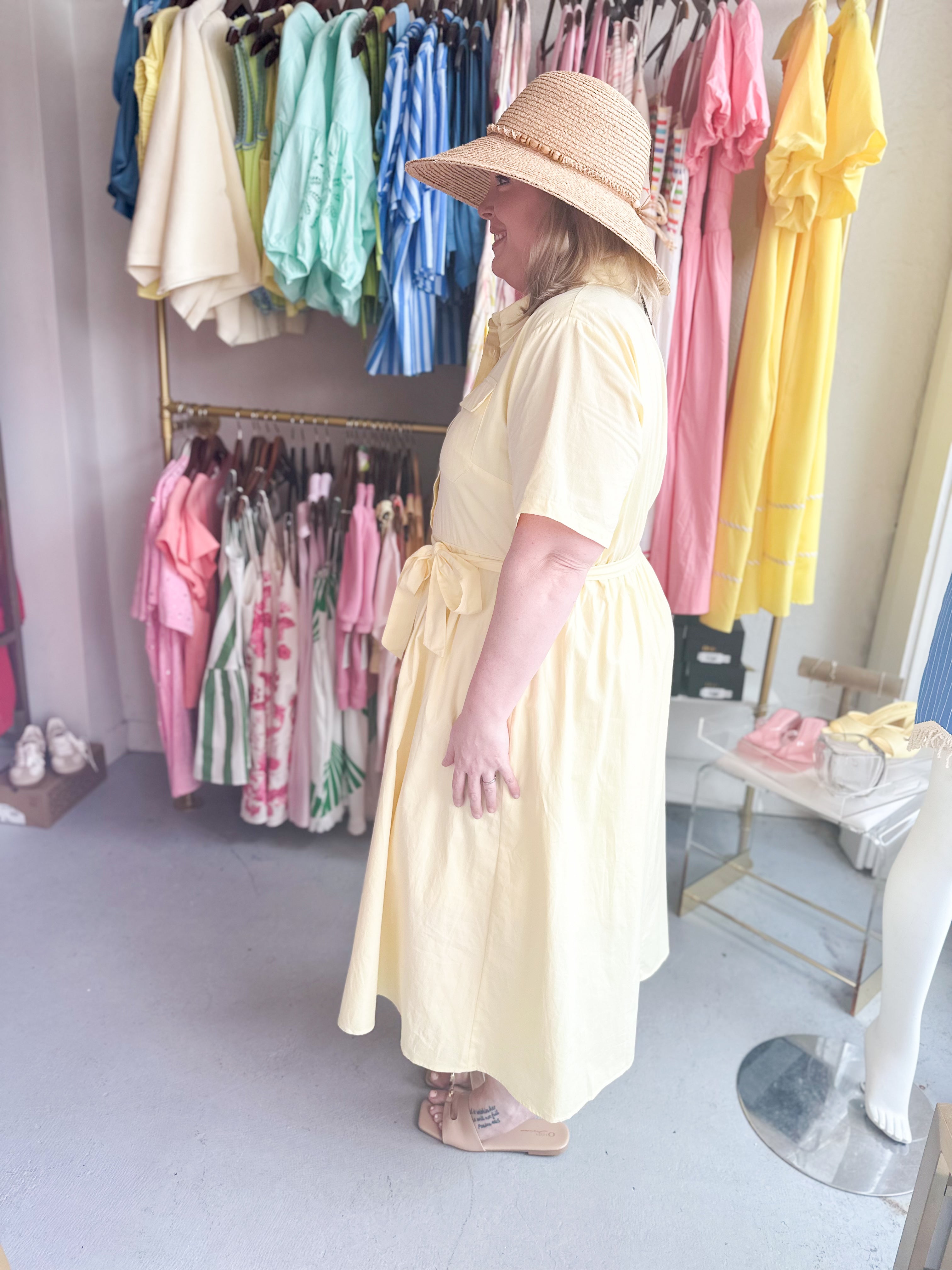 Plus Size Button Up Collar Shirt Dress