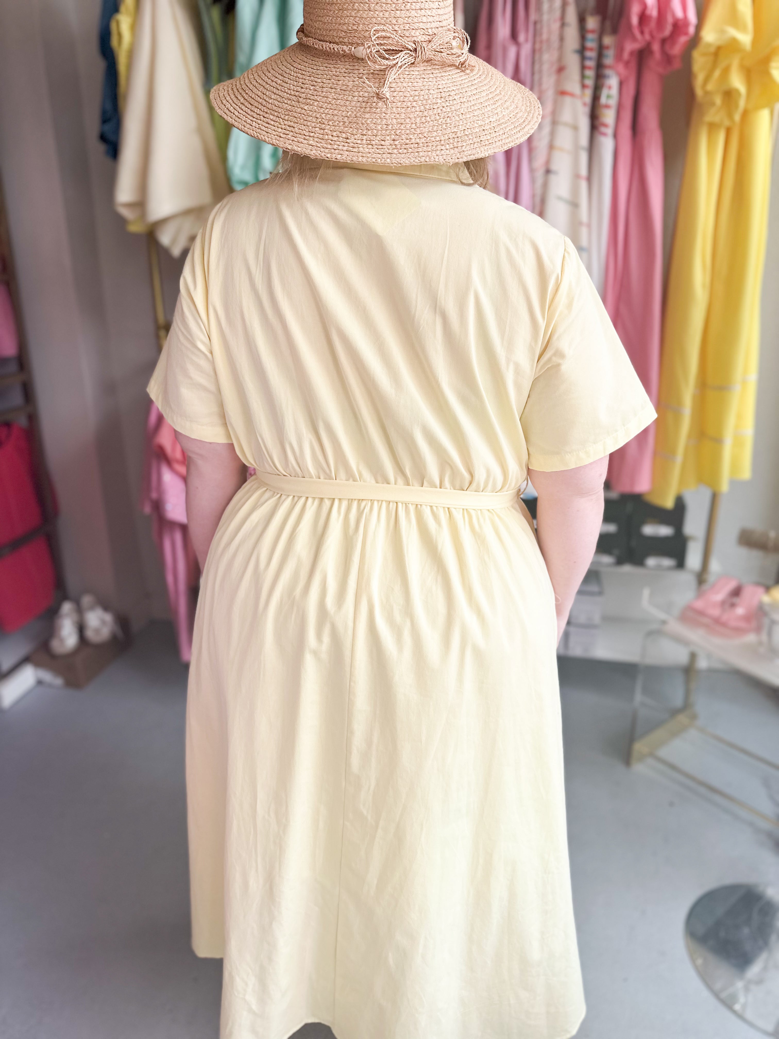 Plus Size Button Up Collar Shirt Dress