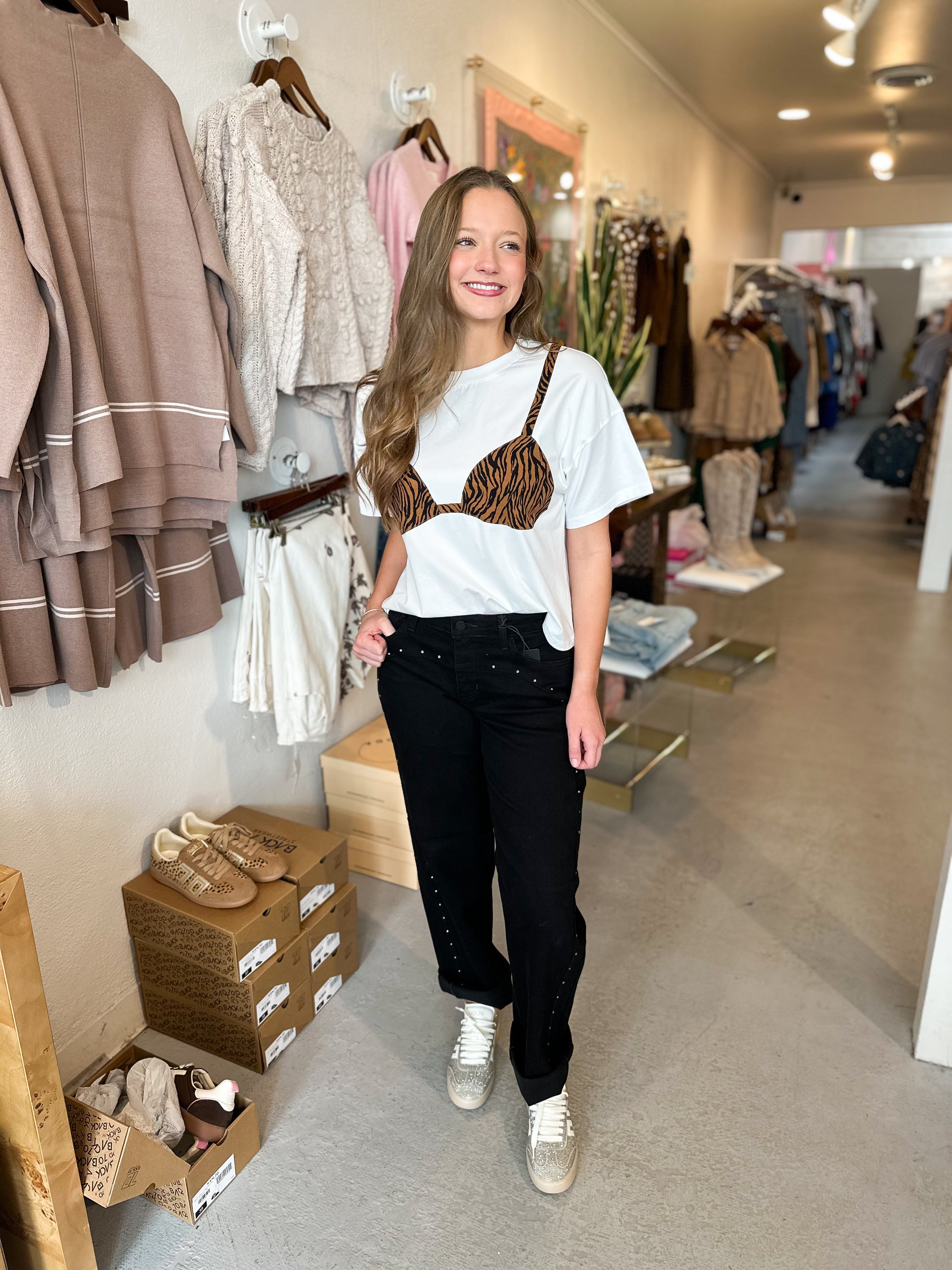 Tiger Print Bralette Tee