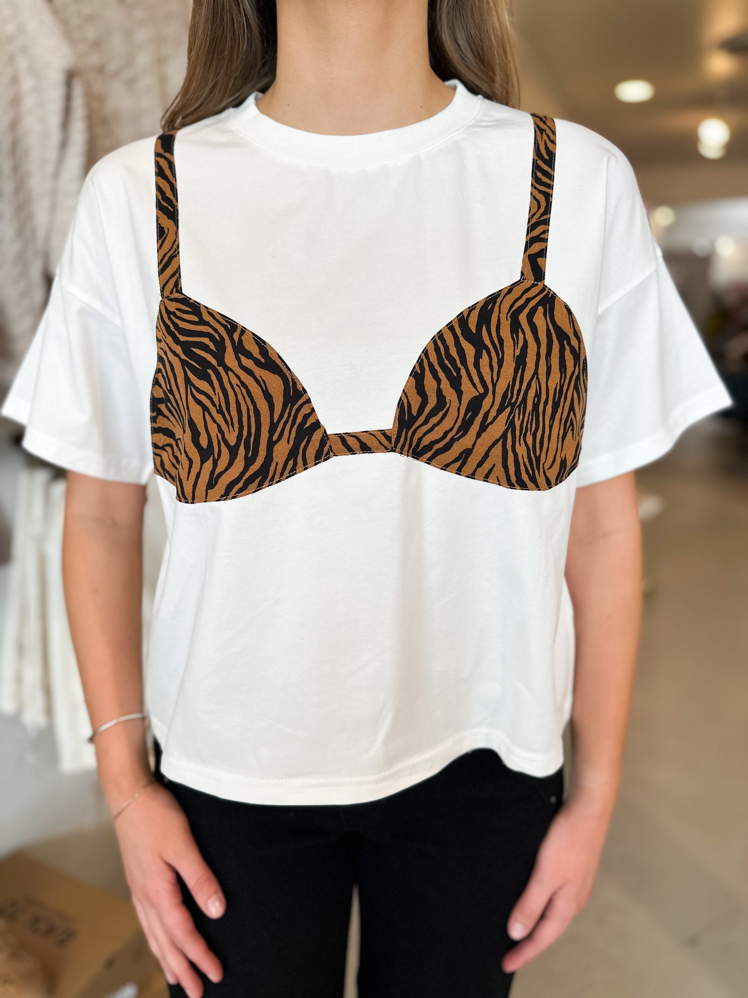 Tiger Print Bralette Tee