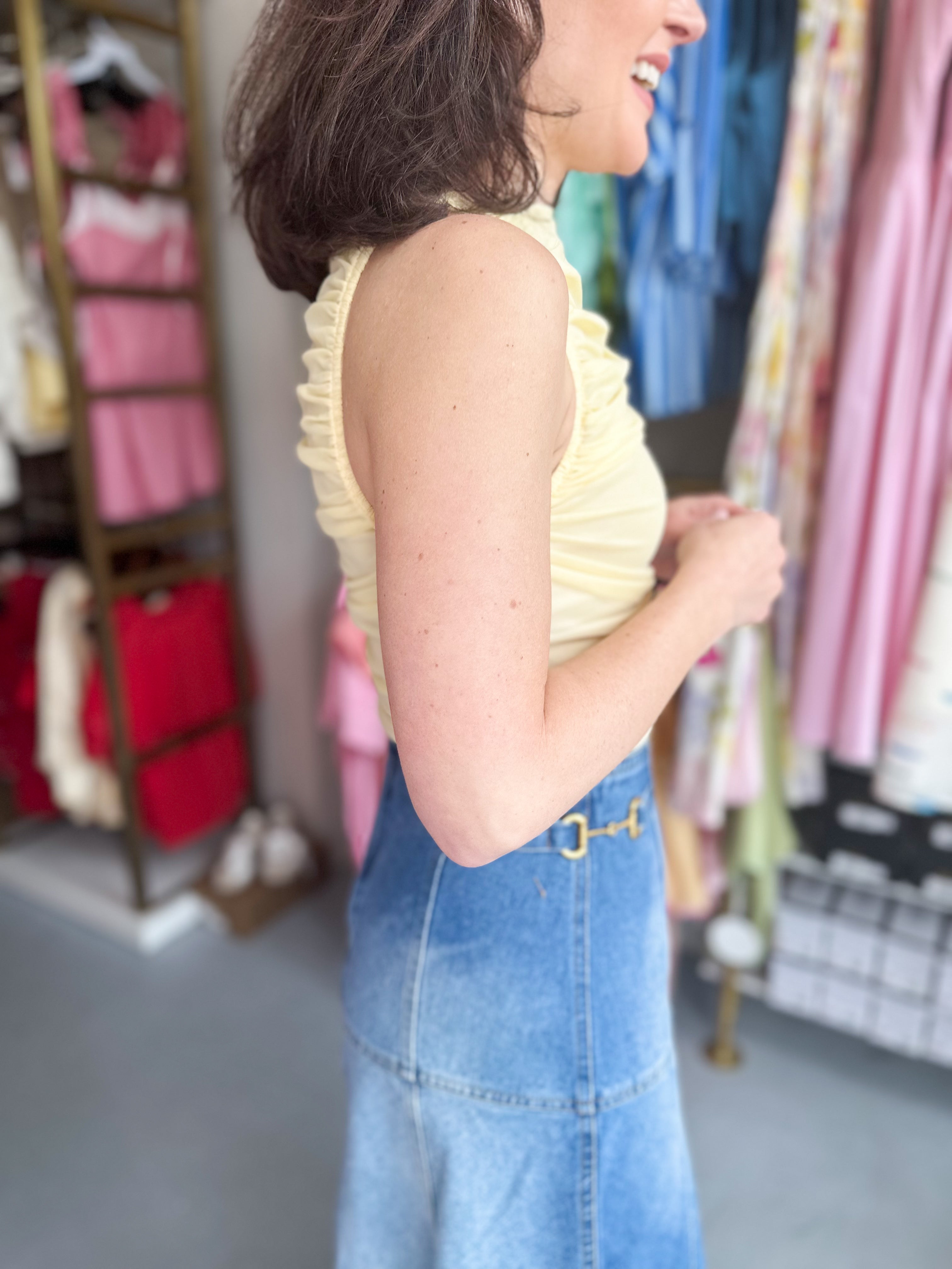 Ruched Mesh Tank Top