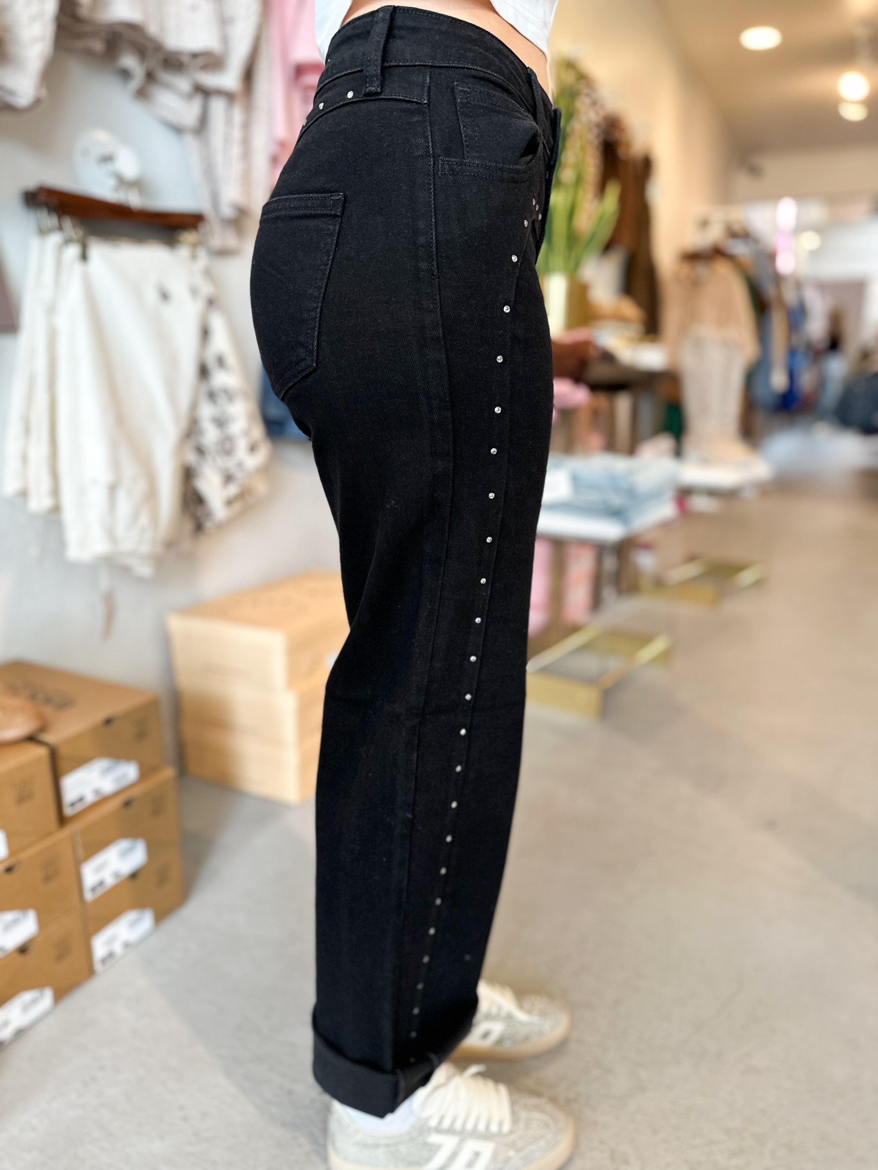 Just Black Denim Western Rhinestone Straight Denim