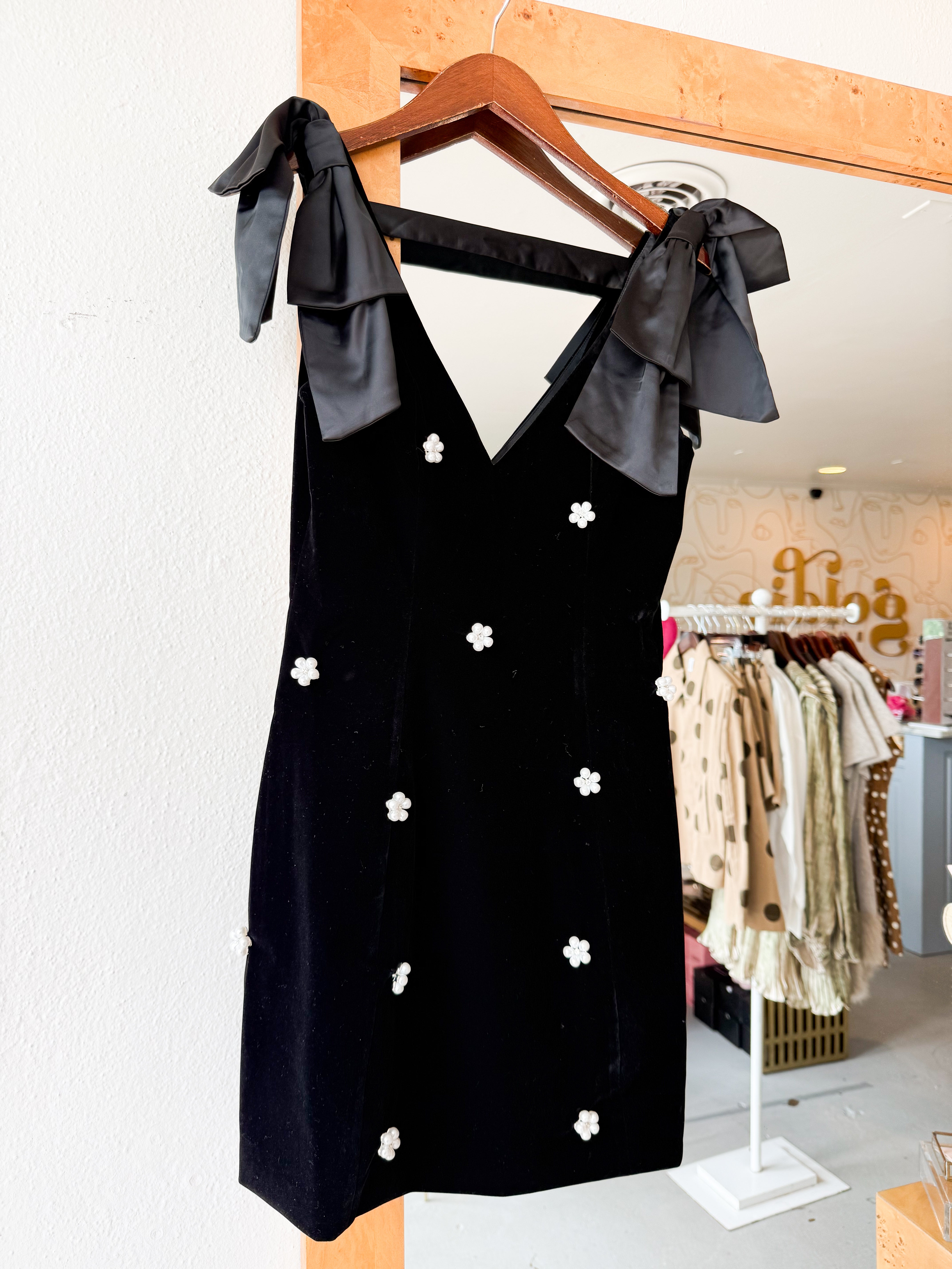 Velvet Embellished Mini Dress