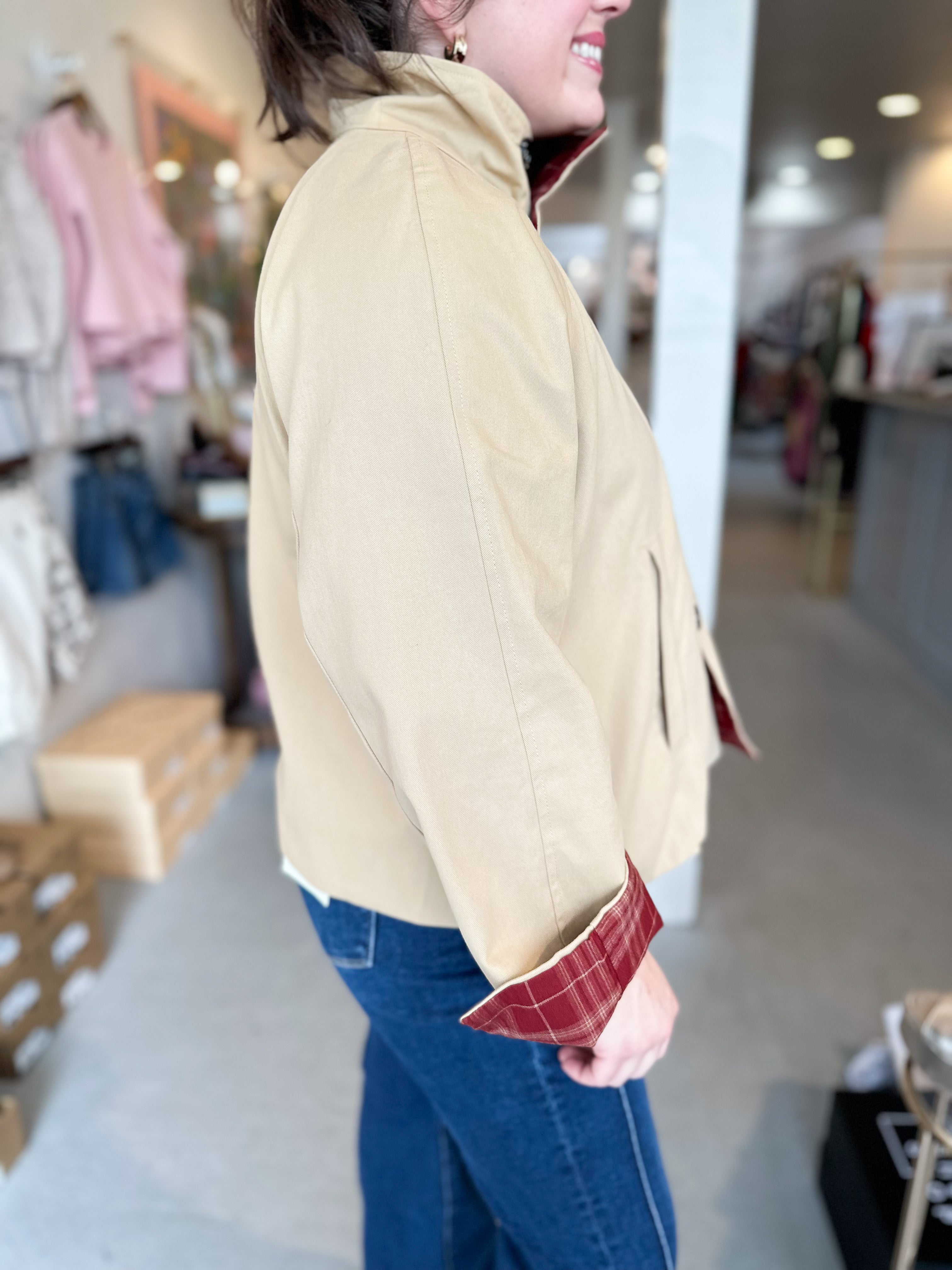 Plus Size Reversible Crop Trench Coat