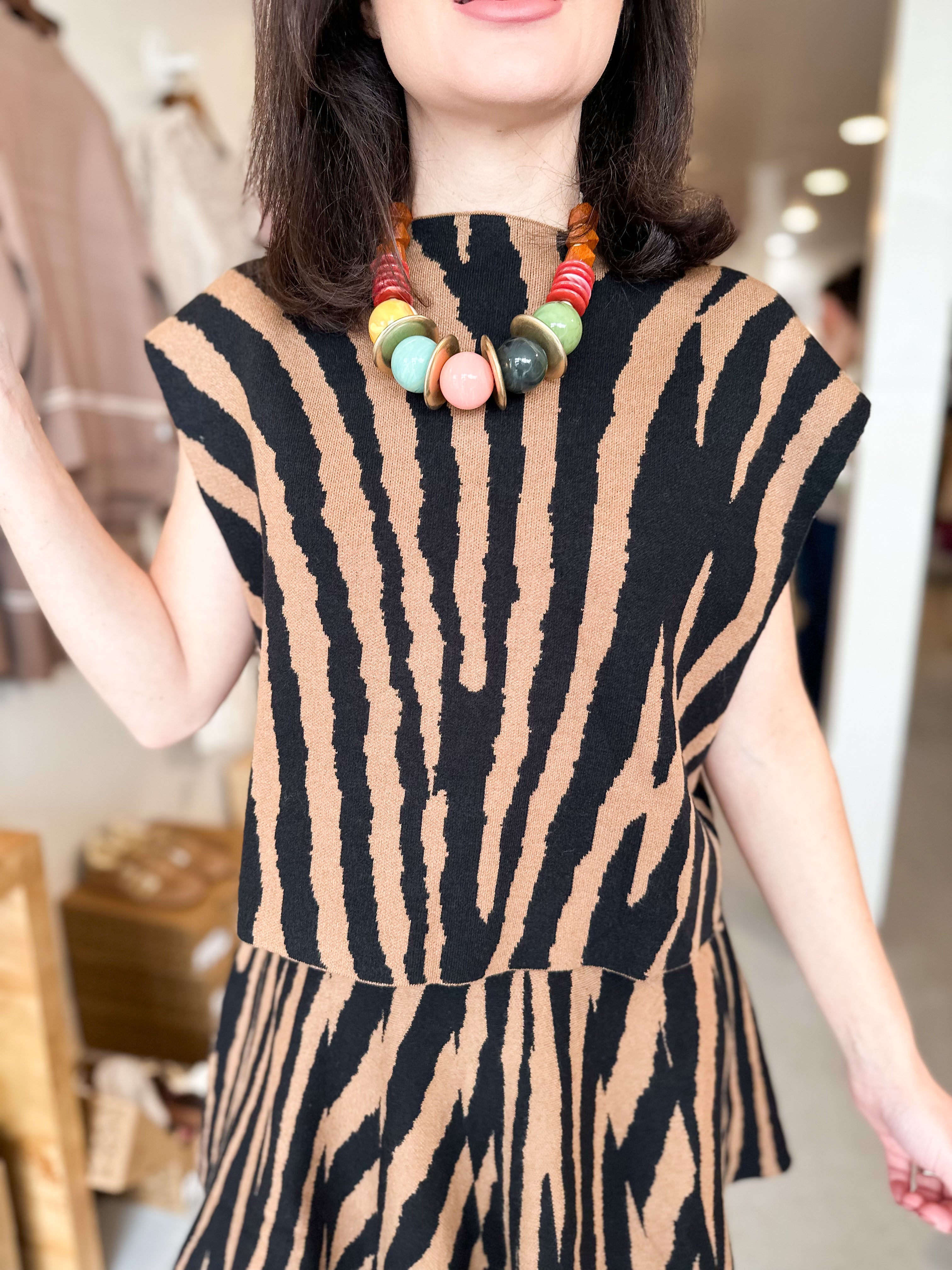 Tiger Print Mock Neck Top