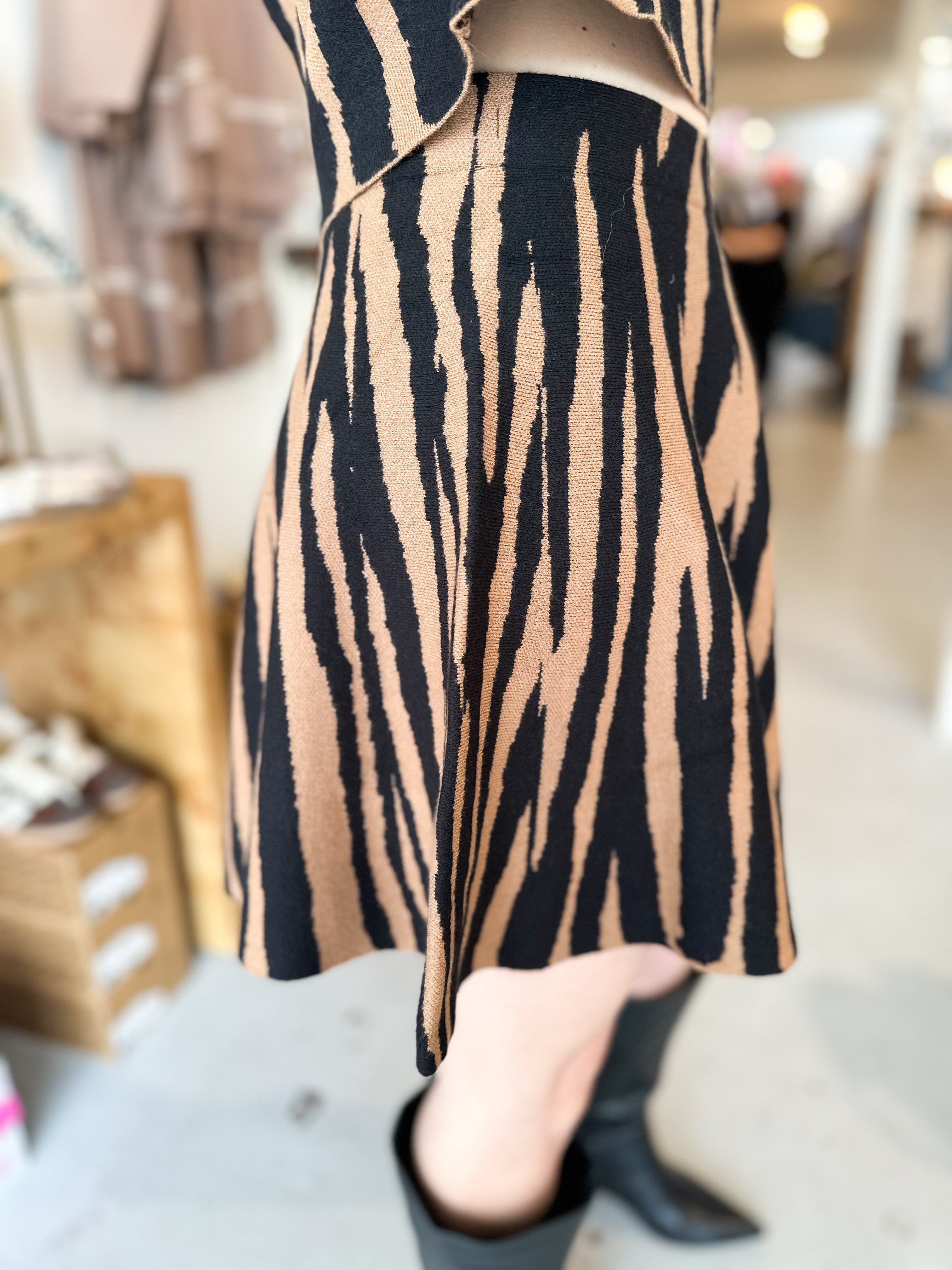 Tiger Print Knit Mini Skirt