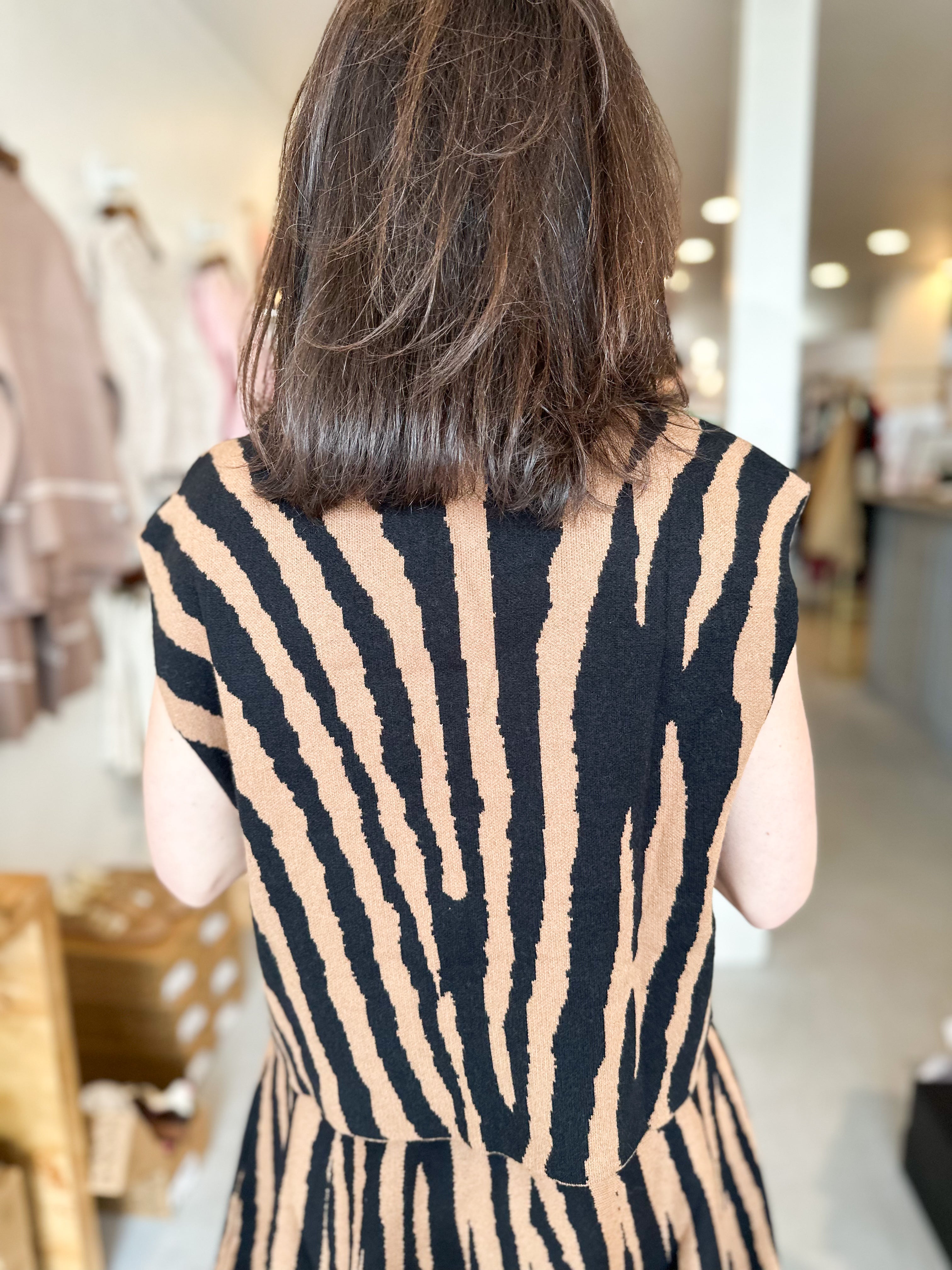 Tiger Print Mock Neck Top